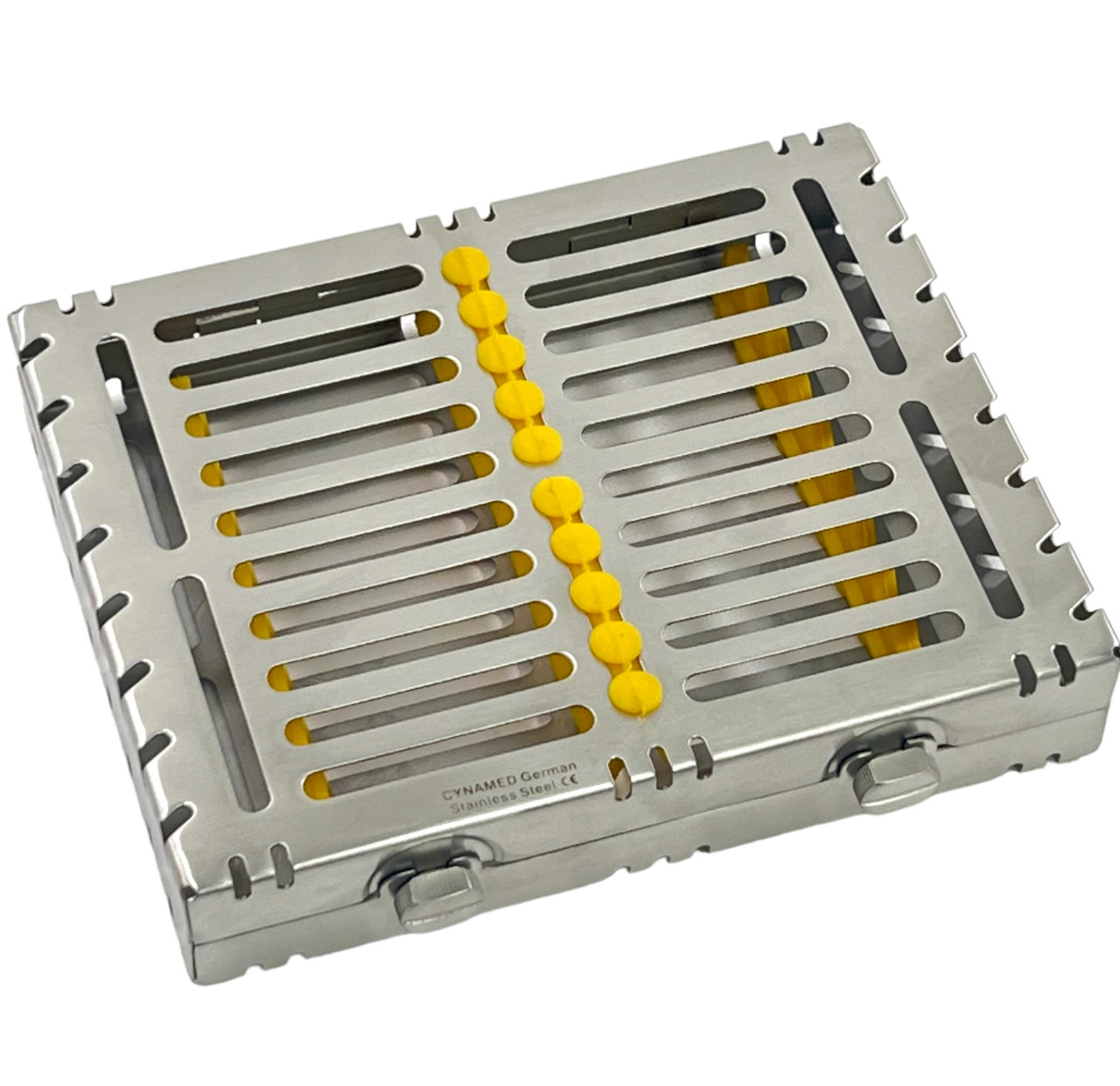1 GERMAN DENTAL AUTOCLAVE STERILIZATION CASSETTE TRAY FOR 10 INSTRUMENT-YELLOW