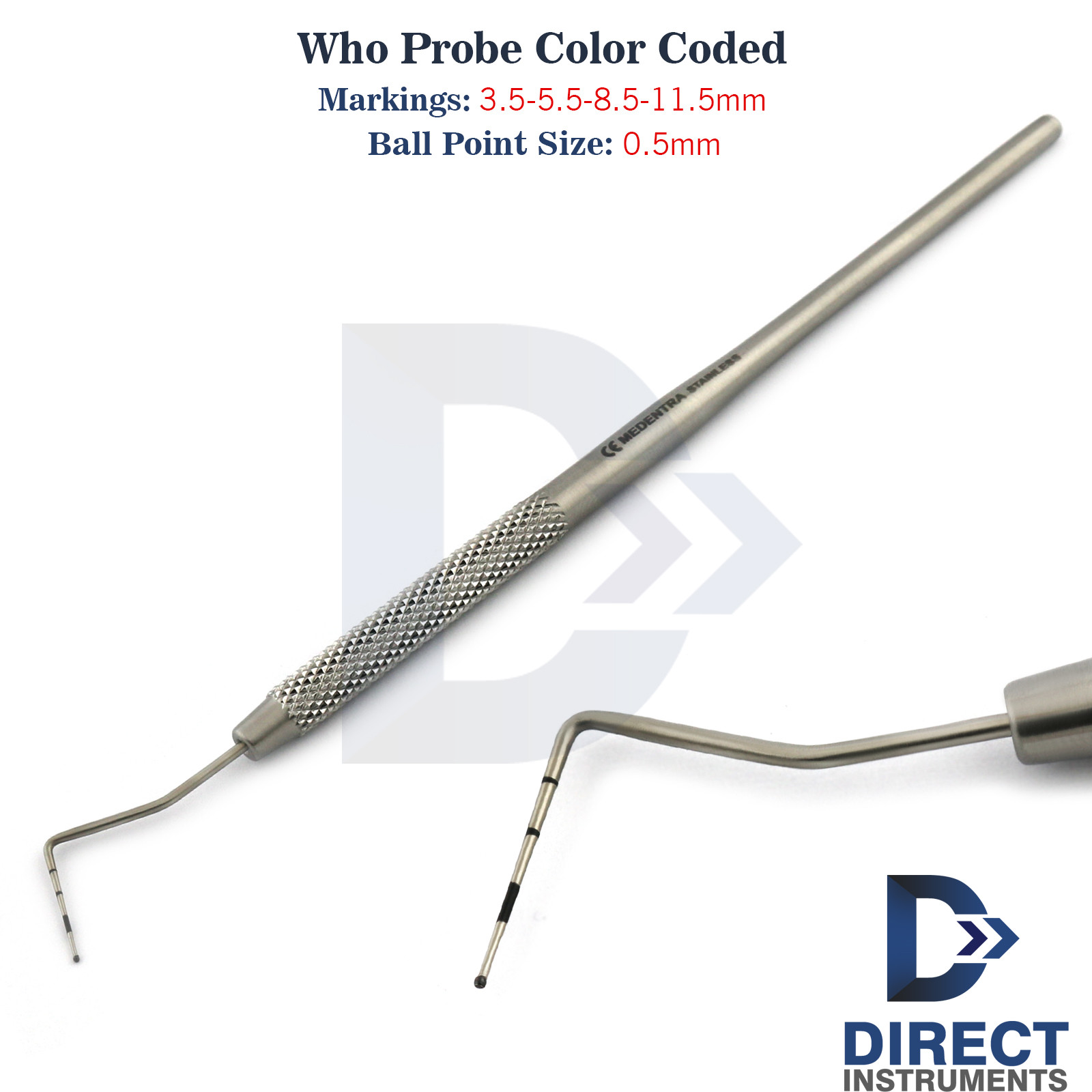 Dental Who Probe With Ball Tip Periodontal Diagnostic Pocket Depth Measurements