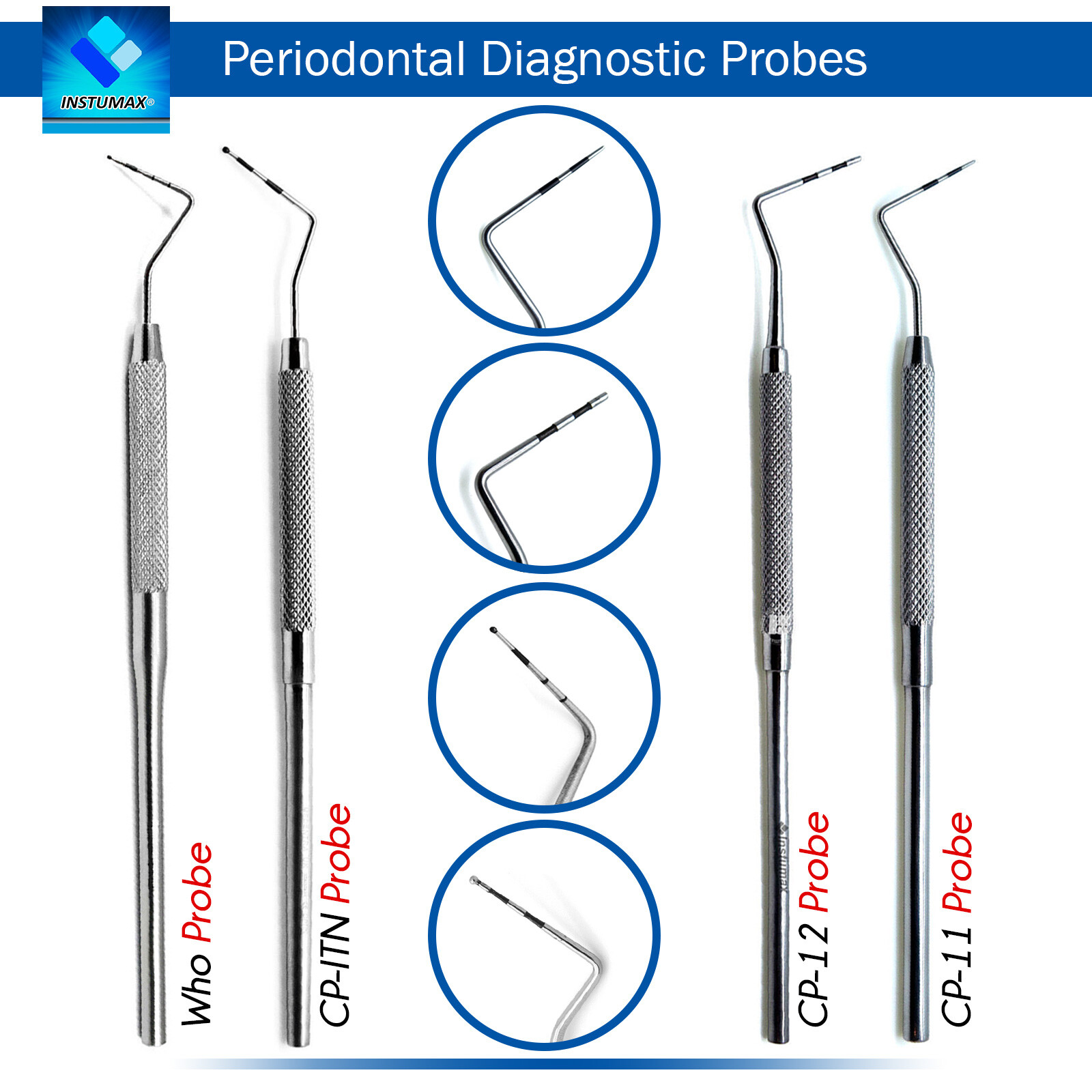 Periodontal Probe Examination Color Coded Marking Tooth Depth Measuring Probes