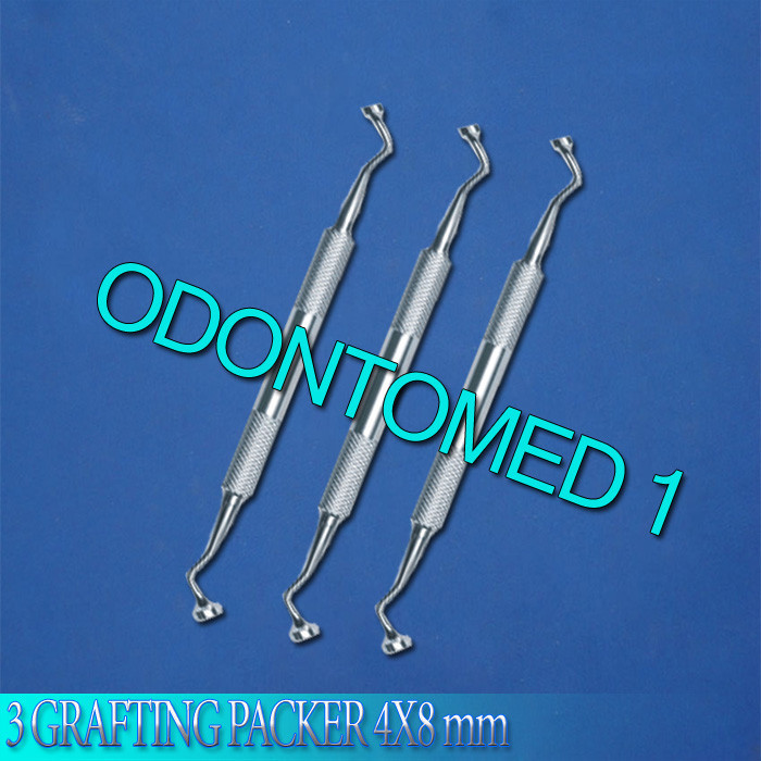 3 GRAFTING PACKER 4X8 mm SERRATED TIPS DENTAL INSTRUMENTS