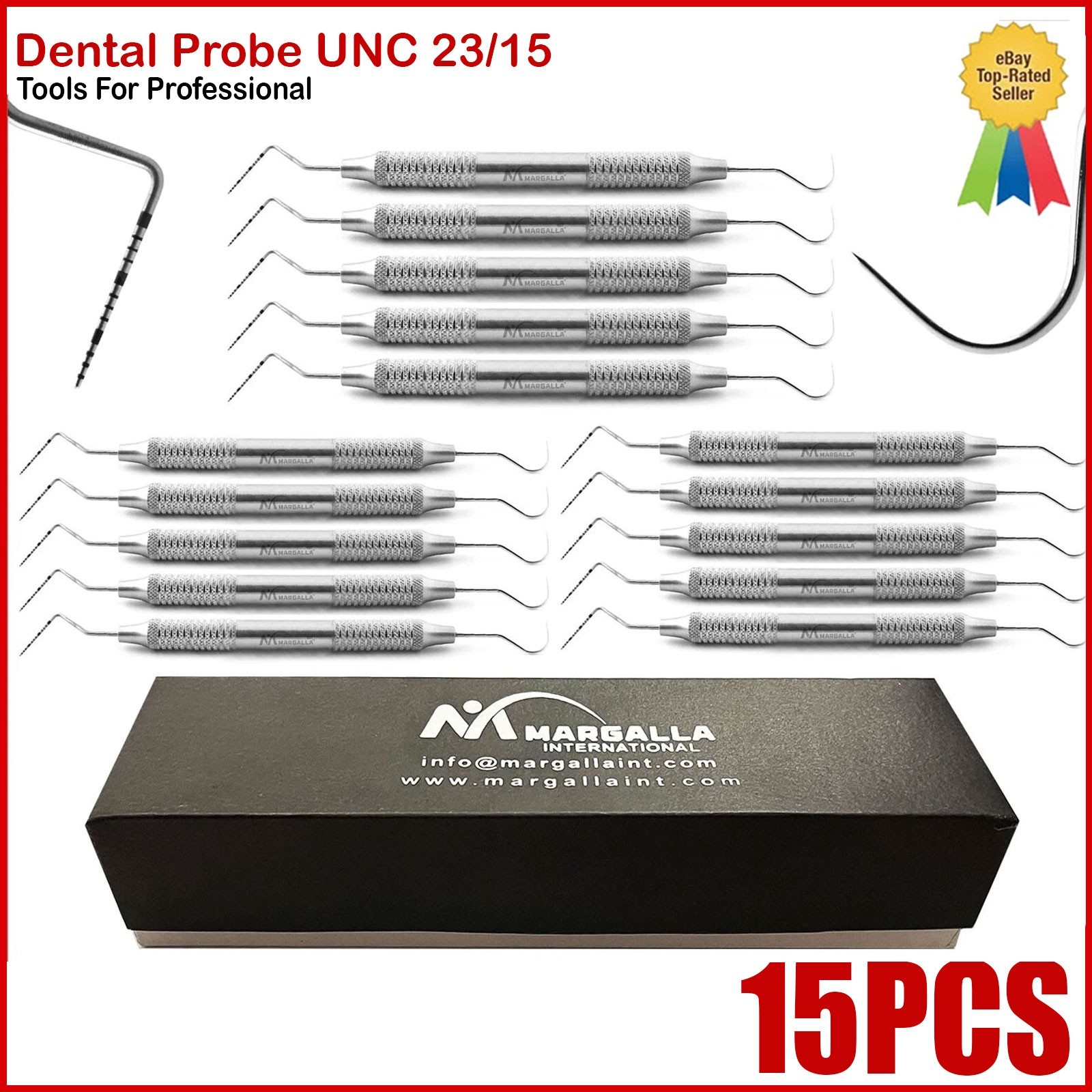 New 15Pcs Dental Perio Explorer 23 Probe UNC 15 Hallow Handle Double Ended
