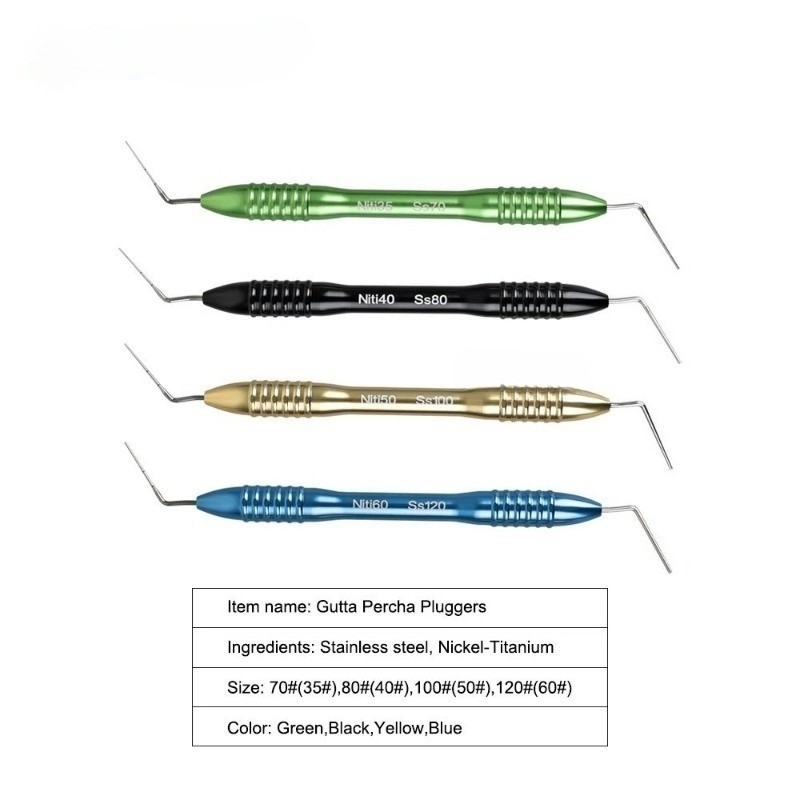 Dental Endo Hand Plugger ISO #35-#60 Root Canal Gutta Percha Filler NiTi SS Tool