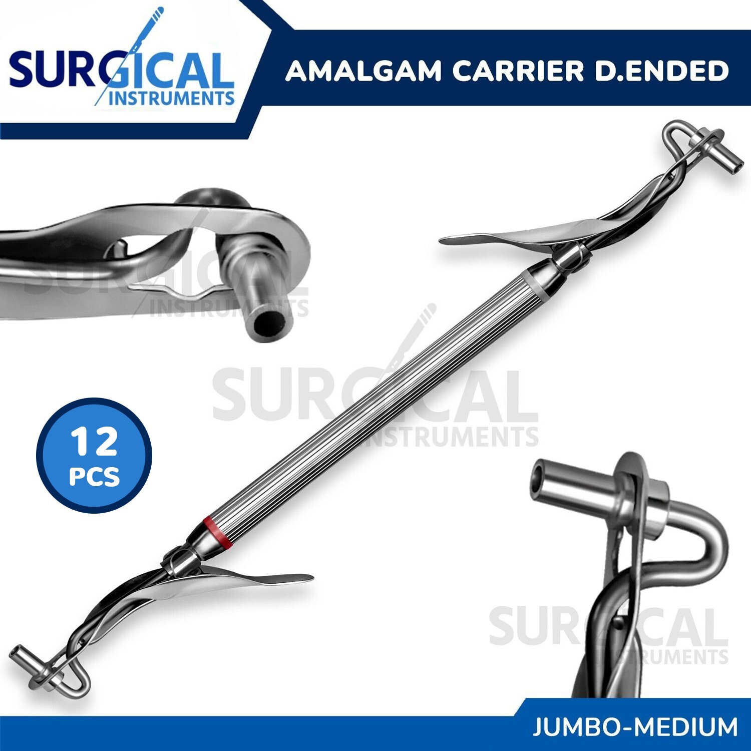 12 Pcs Amalgam Carrier Double Ended Medium / Jumbo Dental Filling Set German Gr