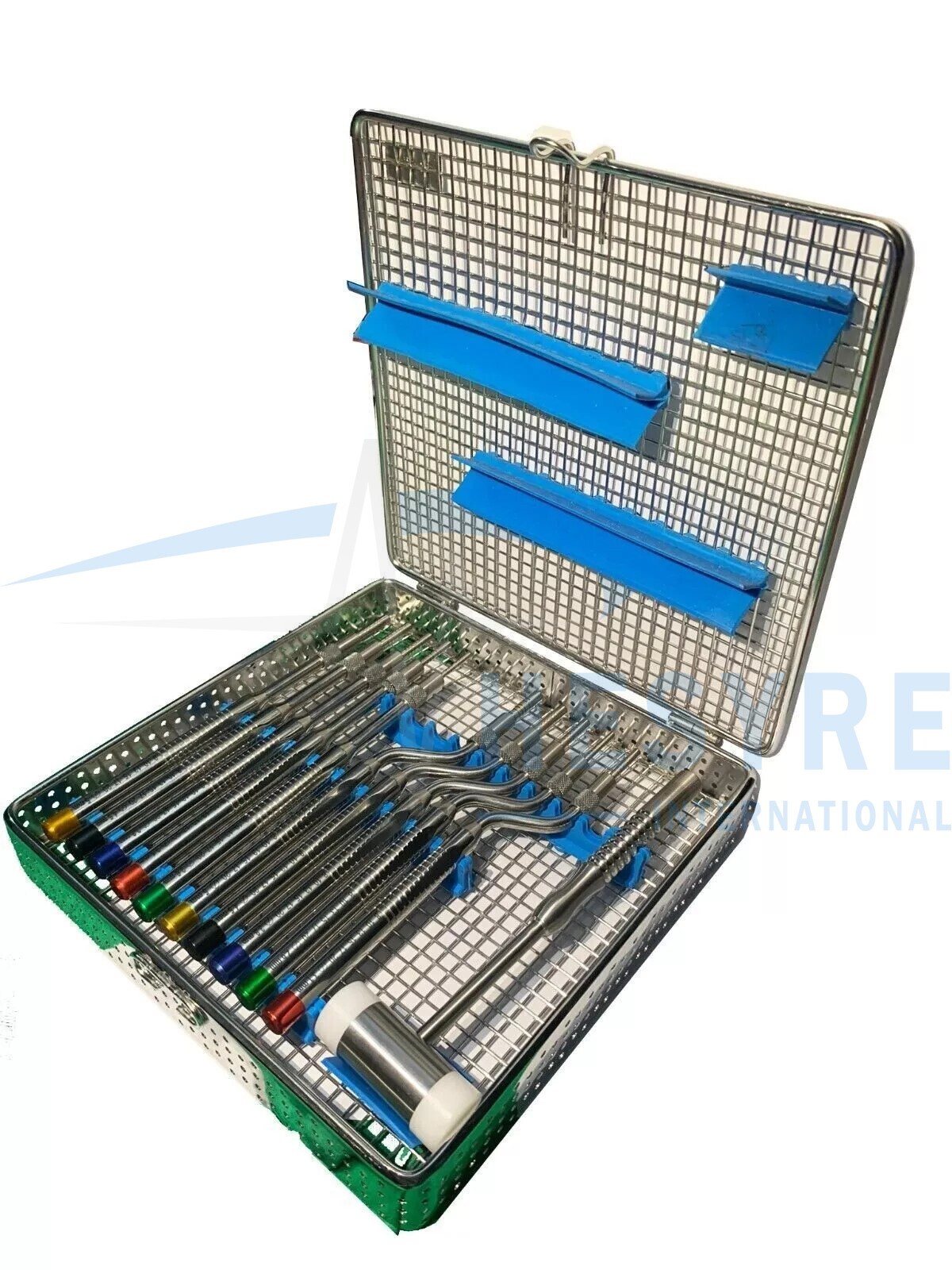 Dental Sinus Lift Osteotomes Kit Straight Off Set Concave Mead Mallet Cassette