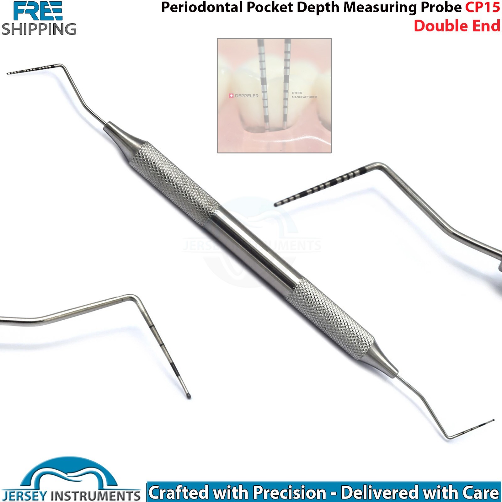 CP 15 / WHO Periodontal Color Marking Probe Double Ended Pocket Depth Measuring