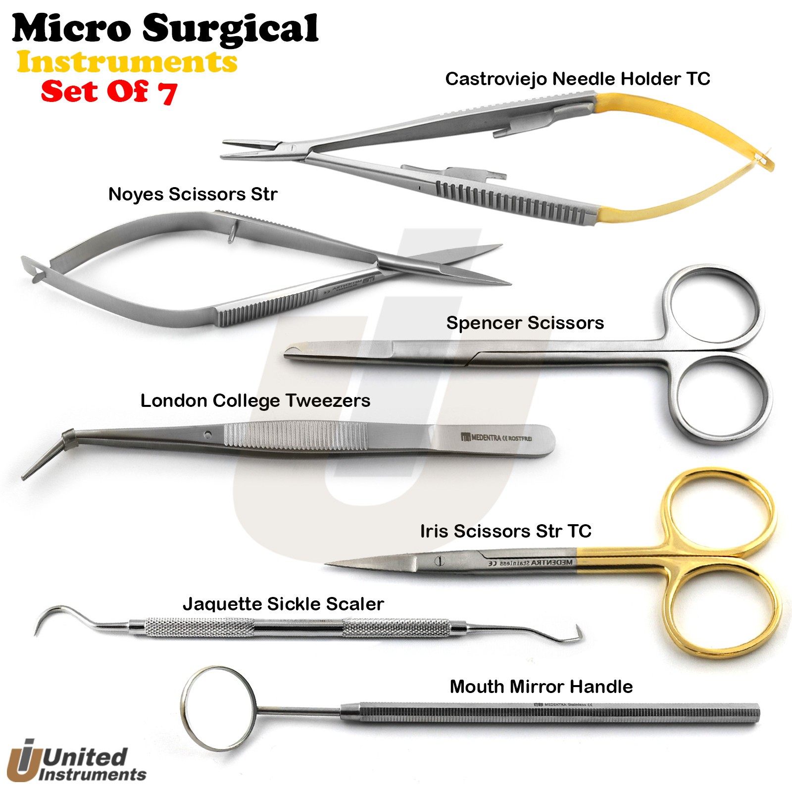 7Pc Micro Surgical Instruments Dental Surgery Suture Removal Kit Scissor Forceps