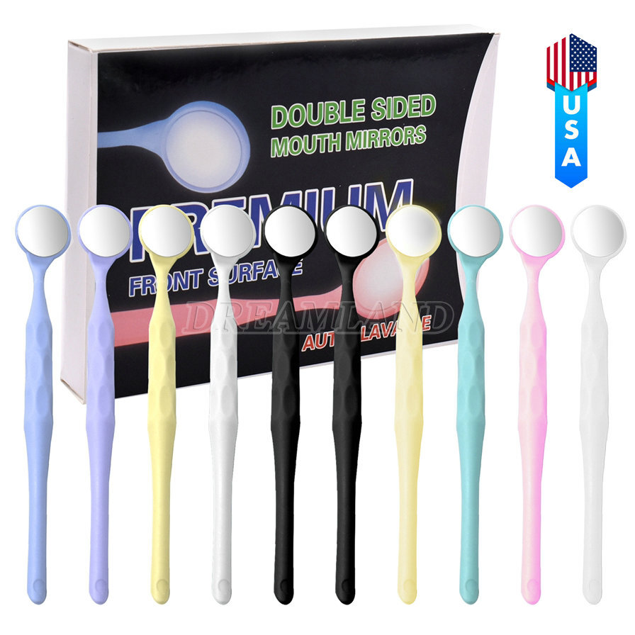 1-10 Pcs Dental Autoclavable PREMIUM Mouth Mirrors Front Surface 7 Colors