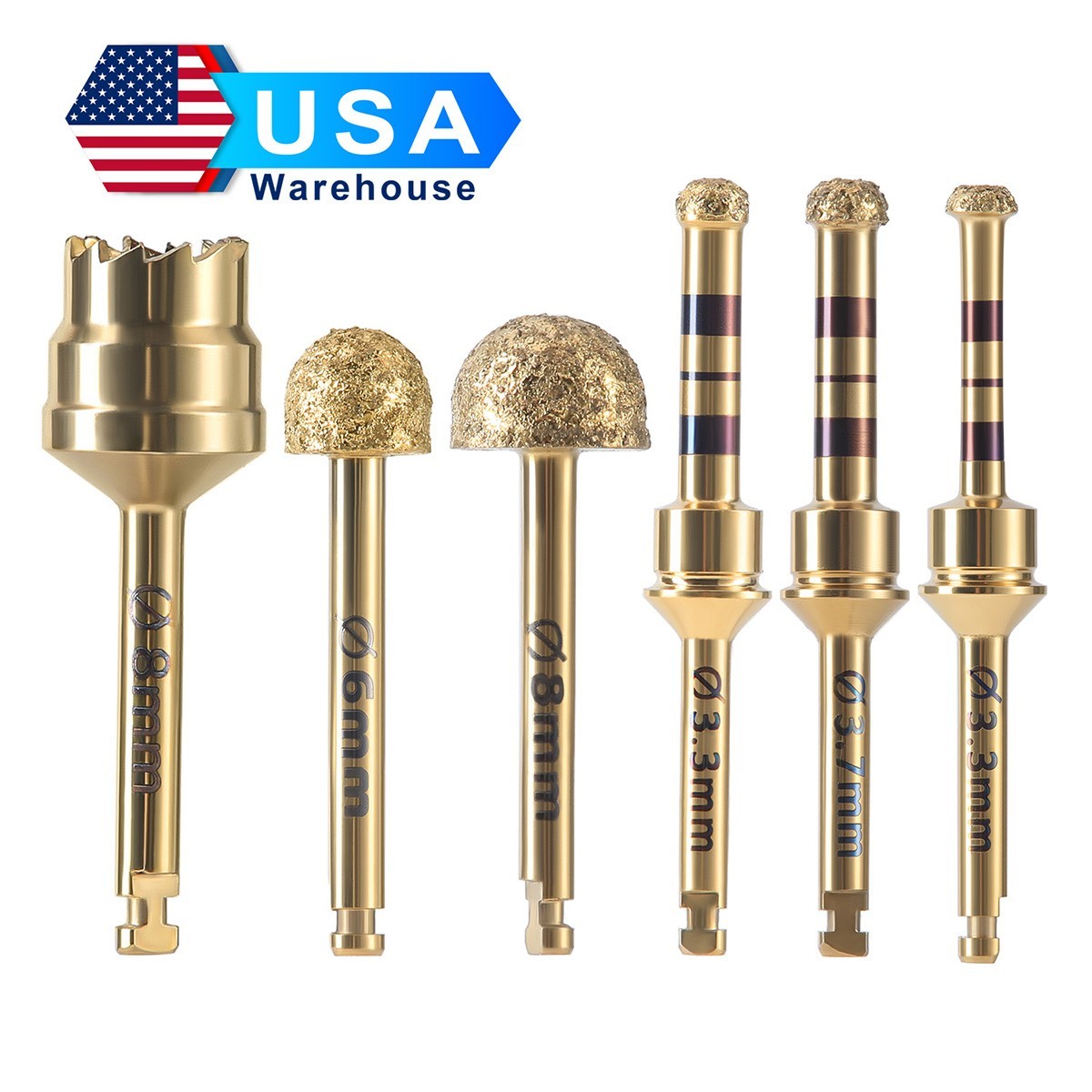 Dental Maxillary Sinus External Lifting Diamond Coated Burs Drills 6pcs/Kit