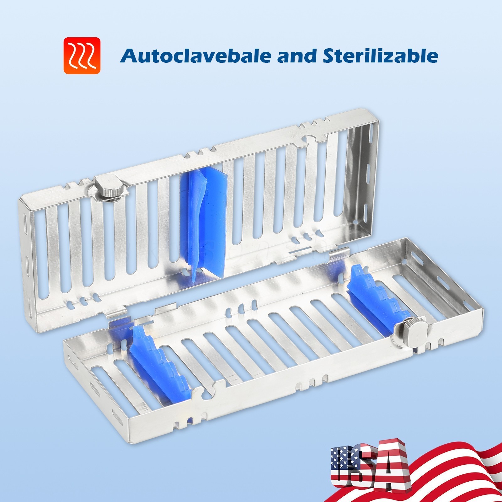 Dental Cassette Tray Sterilization Box Autoclave Surgical for 5 Instruments
