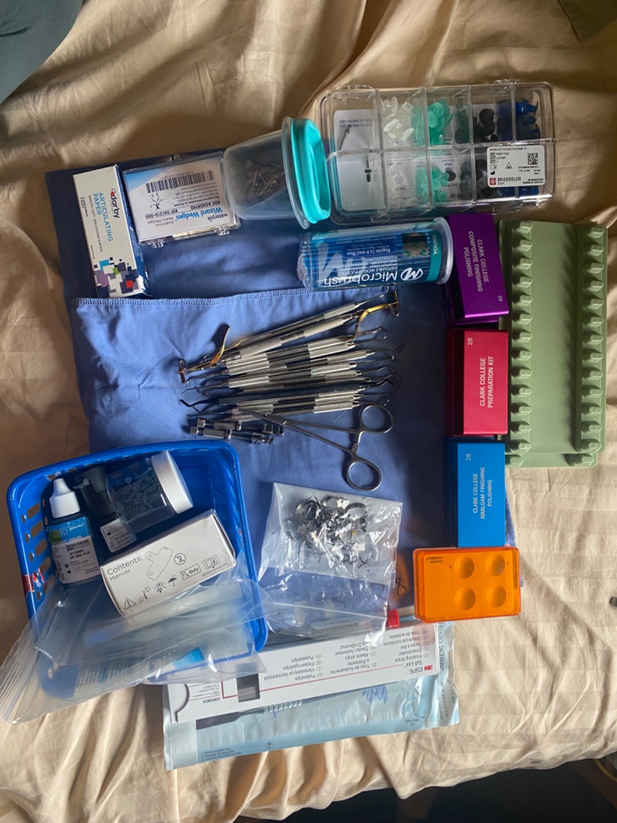 Restorative dental instruments and miscellaneous items used