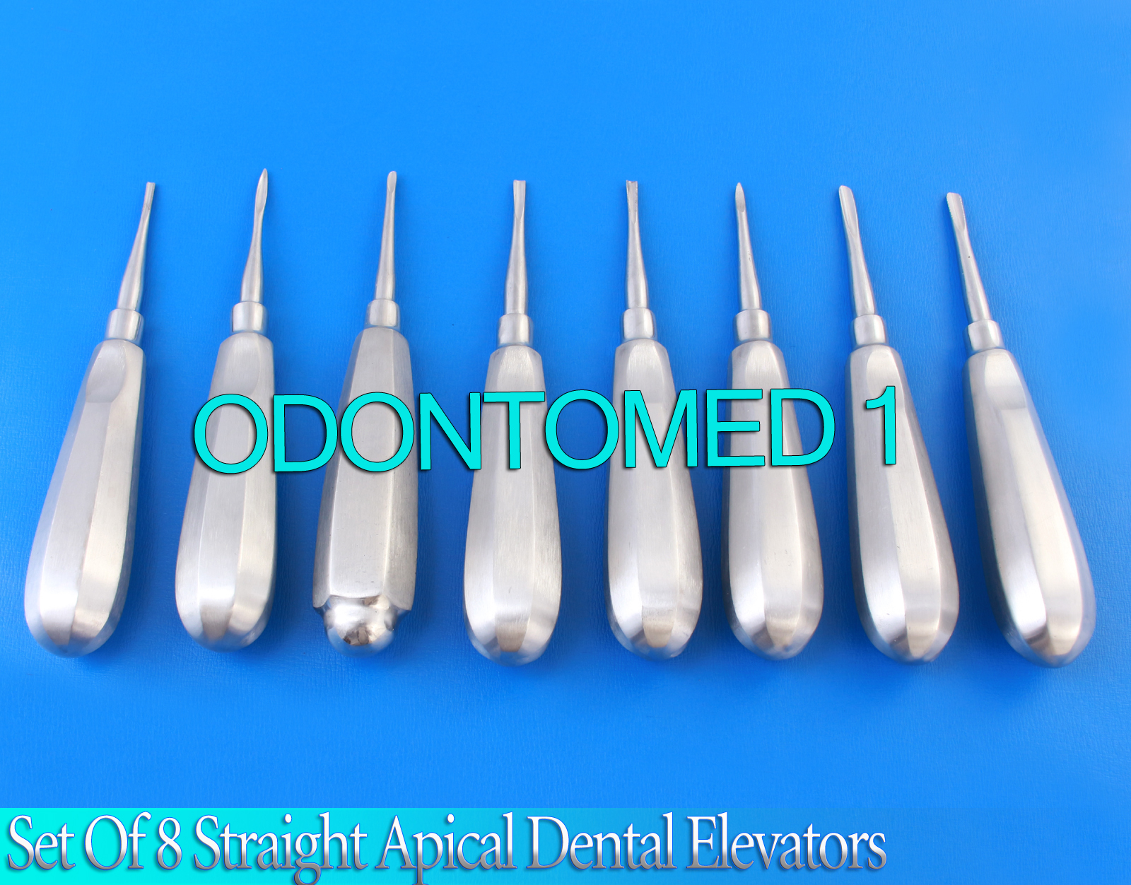 SET OF 8 STRAIGHT APICAL DENTAL SURGERY EXTRACTING EXTRACTION ROOT TIP ELEVATORS