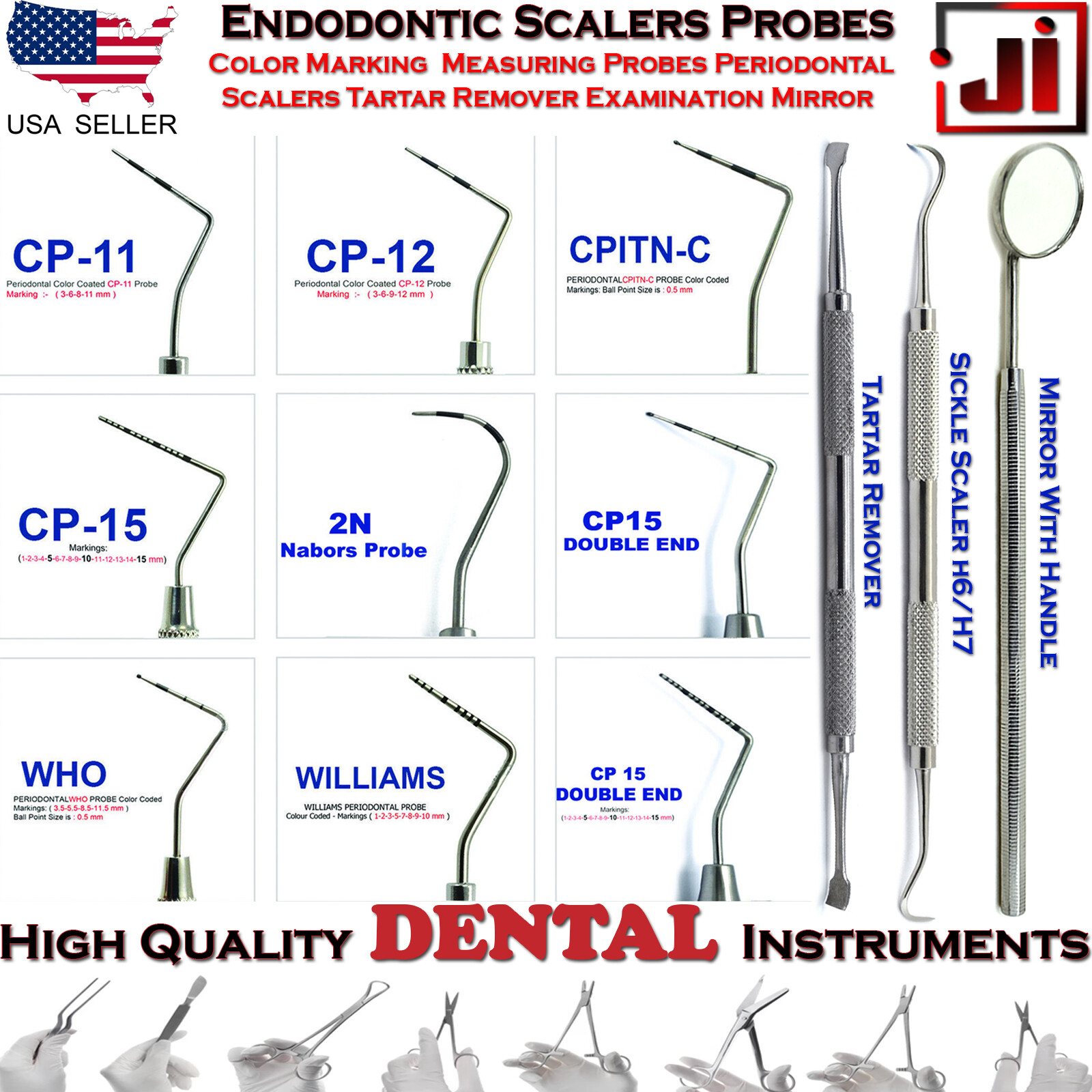 Perio Probes William Probes Color Coated Diagnostic Instruments Tartar Removers