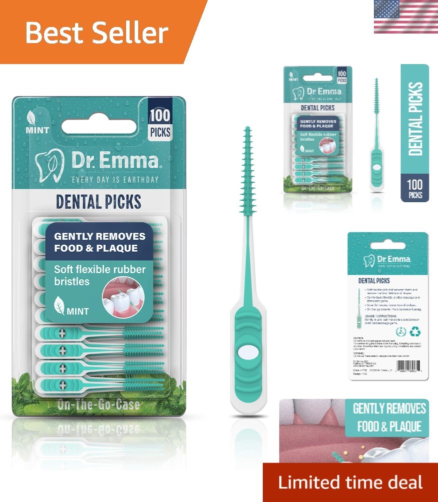 Comfortable Rubberized Dental Picks – 100 Count for Deep Cleaning and Freshness