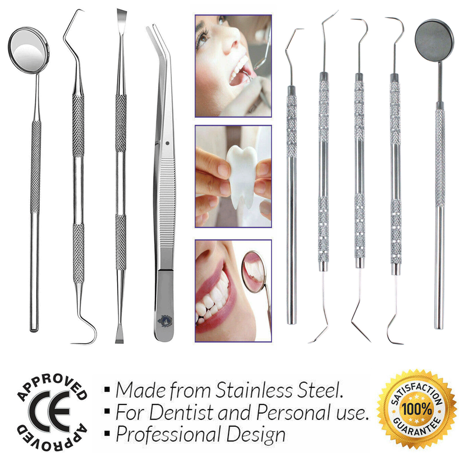 DENTAL TEETH ORAL CARE KIT HYGIENE CURETTE DENTIST TOOTH WHITENING CLEANING TOOL