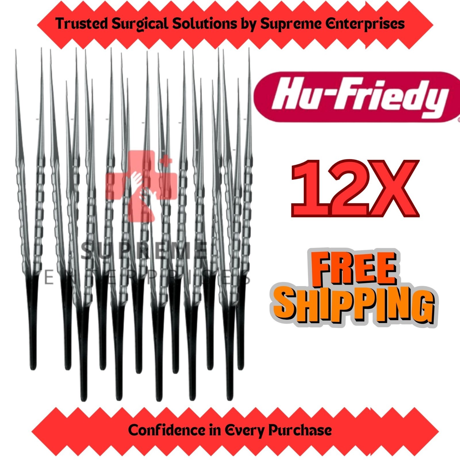5 Pcs Hu-Friedy TPSLCOSM Micro Tissue Pliers Multiple Teeth Straight 18cm NEW De