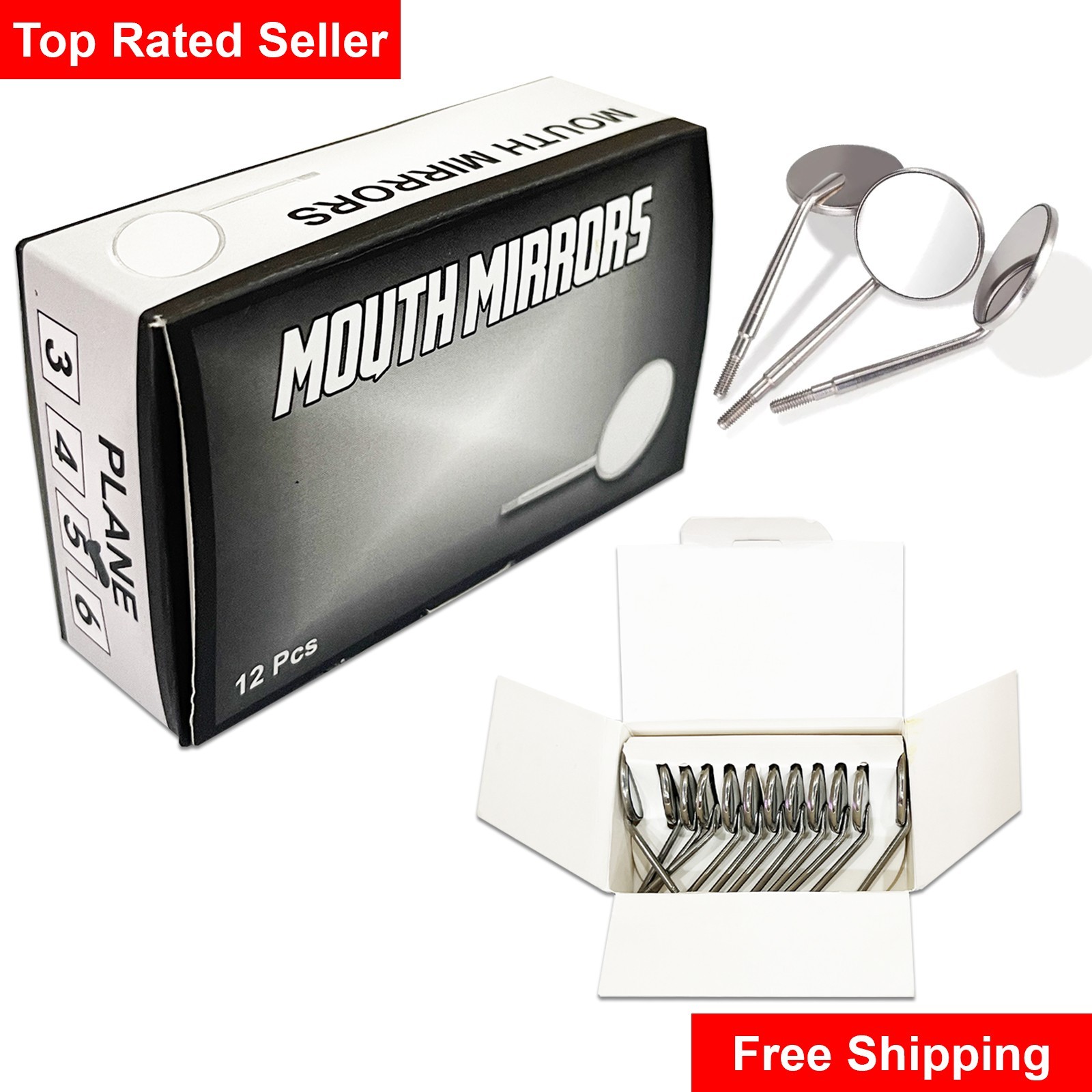 12Pcs Dental Premium Mouth Mirror heads Size #5 Mirrors Dentistry Instruments