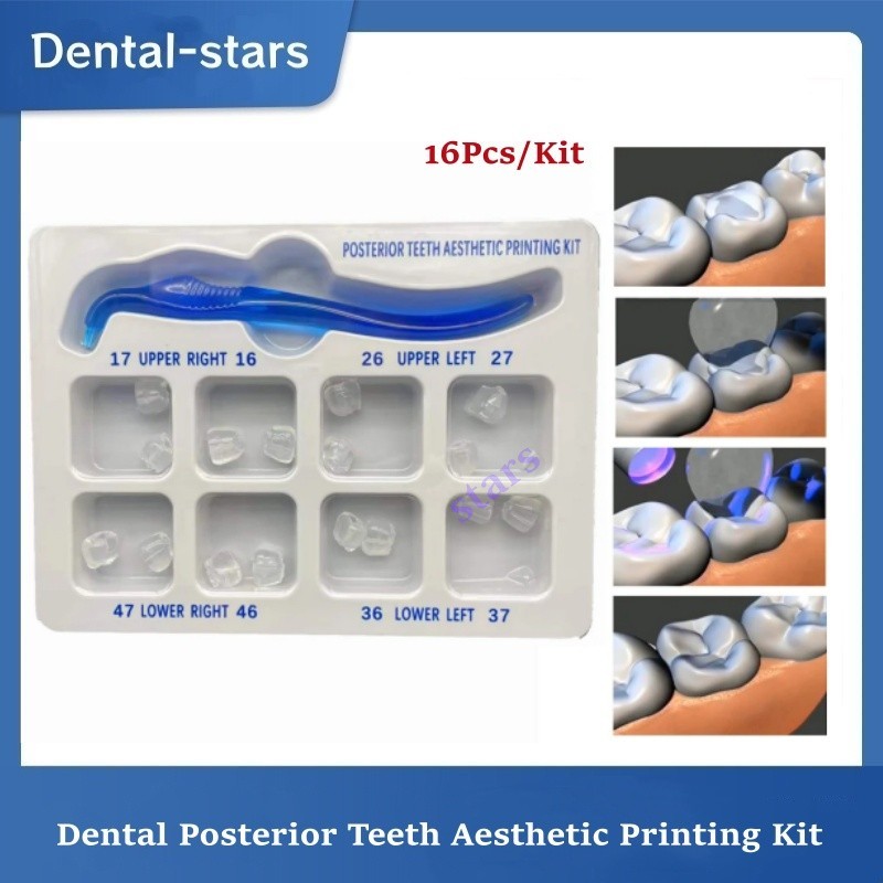 16x Dental Posterior Teeth Aesthetic Printing Mould Kit Restoration Filling Tool