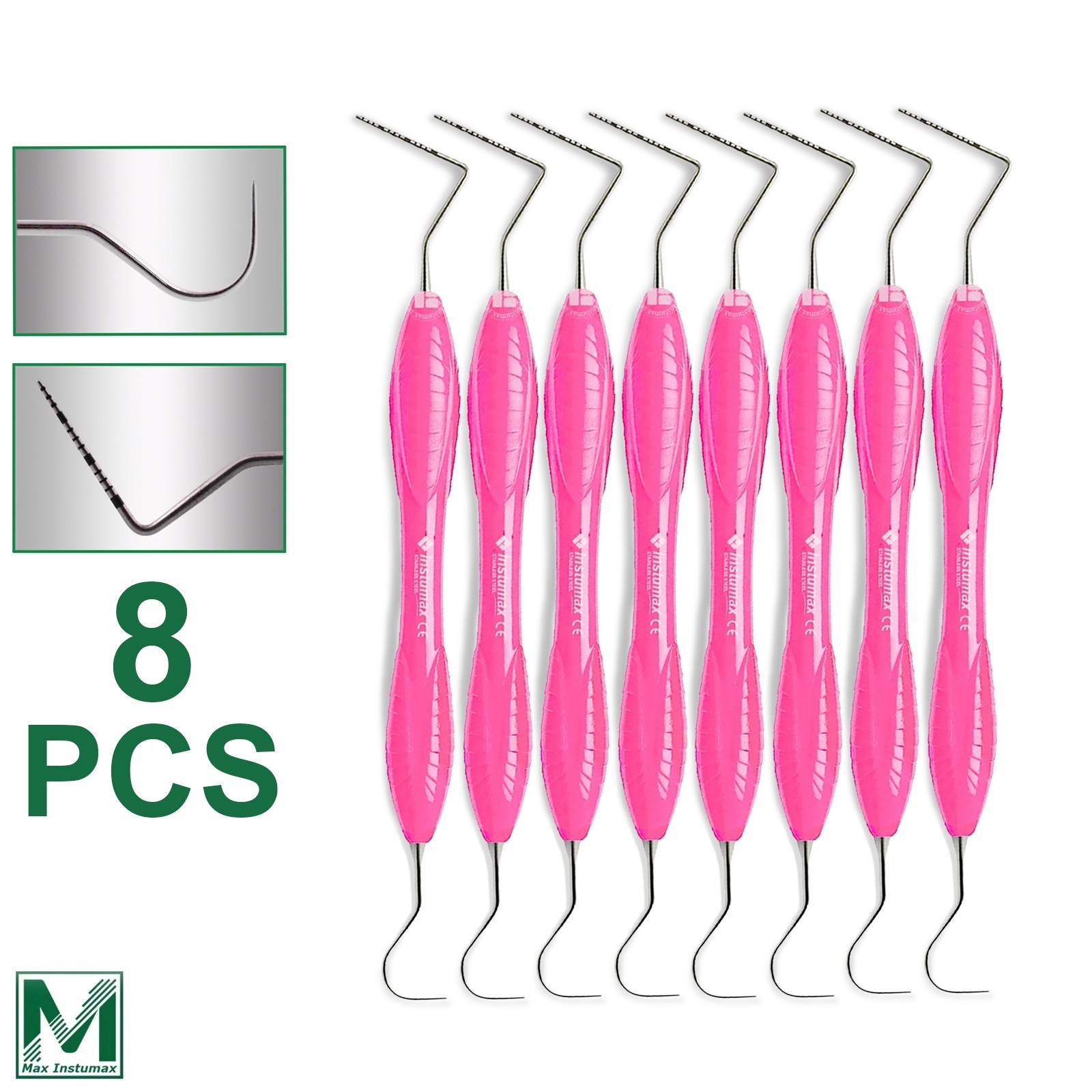 8 Dental Perio Probe UNC 23/15 Explorer Silicone Handle Double Ended Instruments