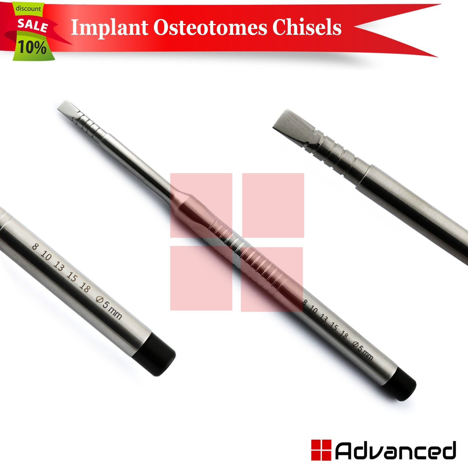 Dental Bone Spreading Chisels & Osteotomes Kit W/ Cassette Implant Instruments
