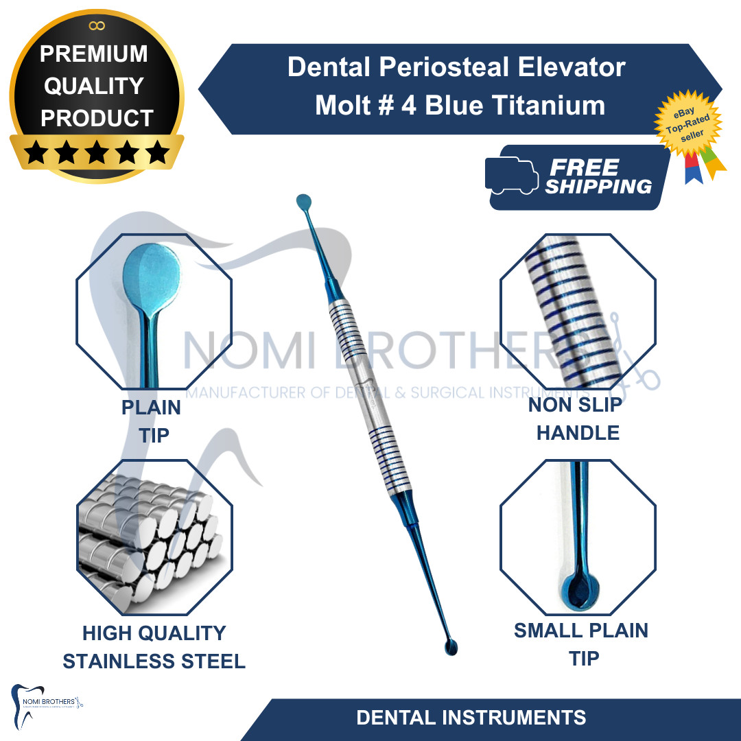 New Dental Molt #4 Periosteal Elevator Bone Curette Hollow Handle German CE