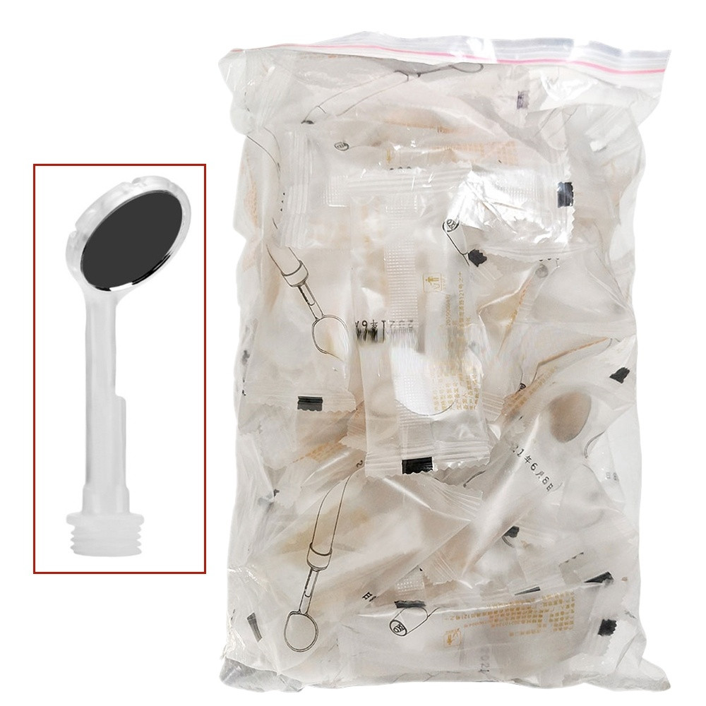 50 Pcs Dental Disposable Suction Plastic+Glass Anti-Fog Mouth Mirror Clinic Use