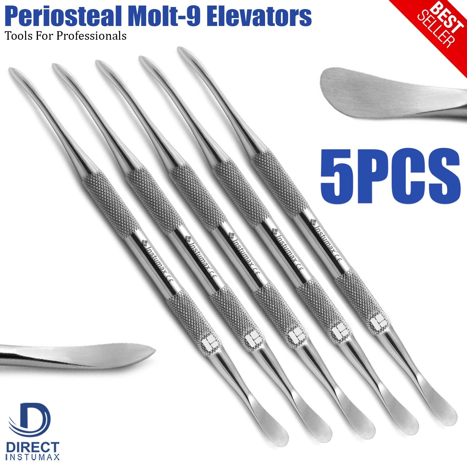 5 Pcs Molt Periosteal Elevator # 9 Double Ended Allen Dental Inst German Grade