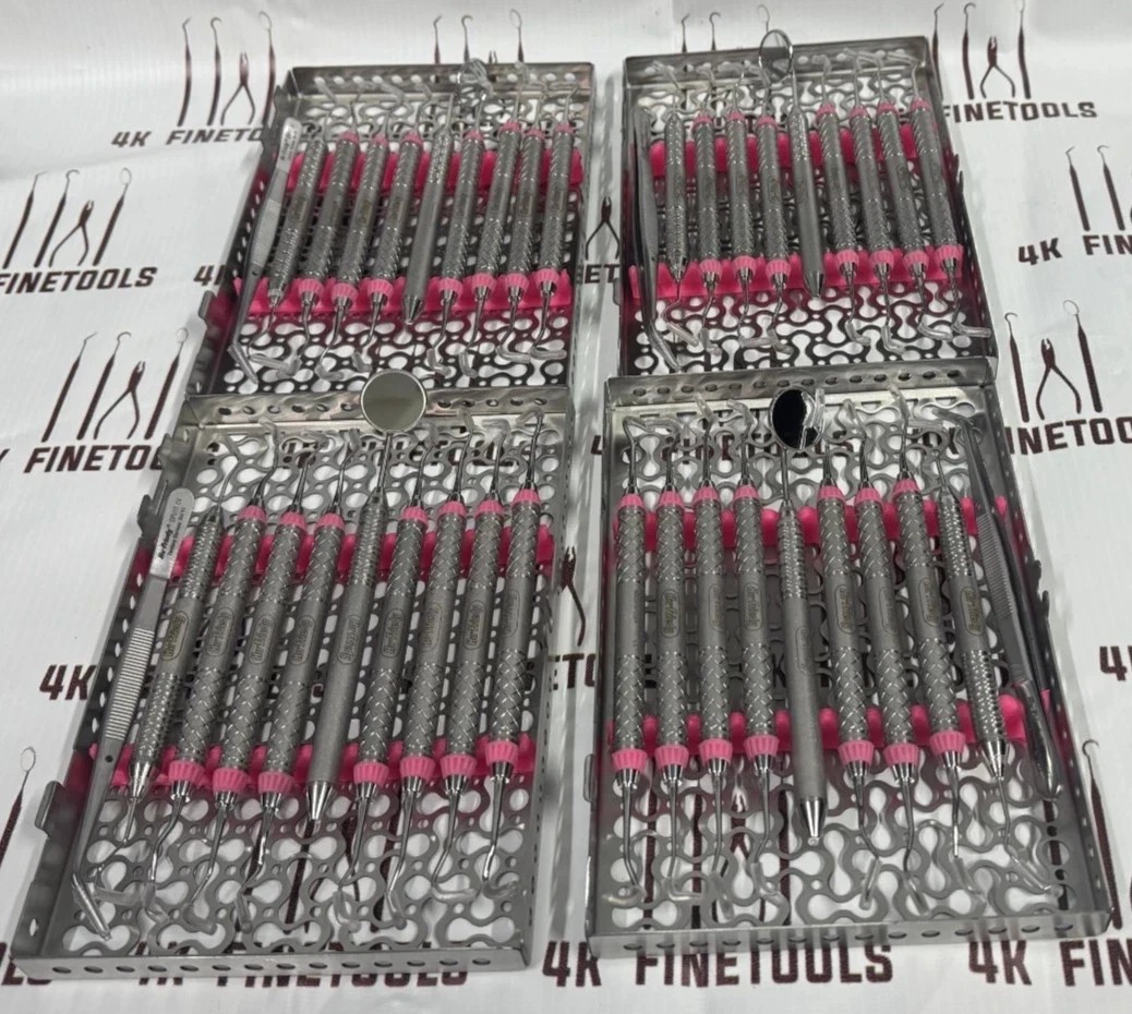 4x Hu Friedy Dental Hygiene Instruments Set of 10 PCS With Sterlization Cassette