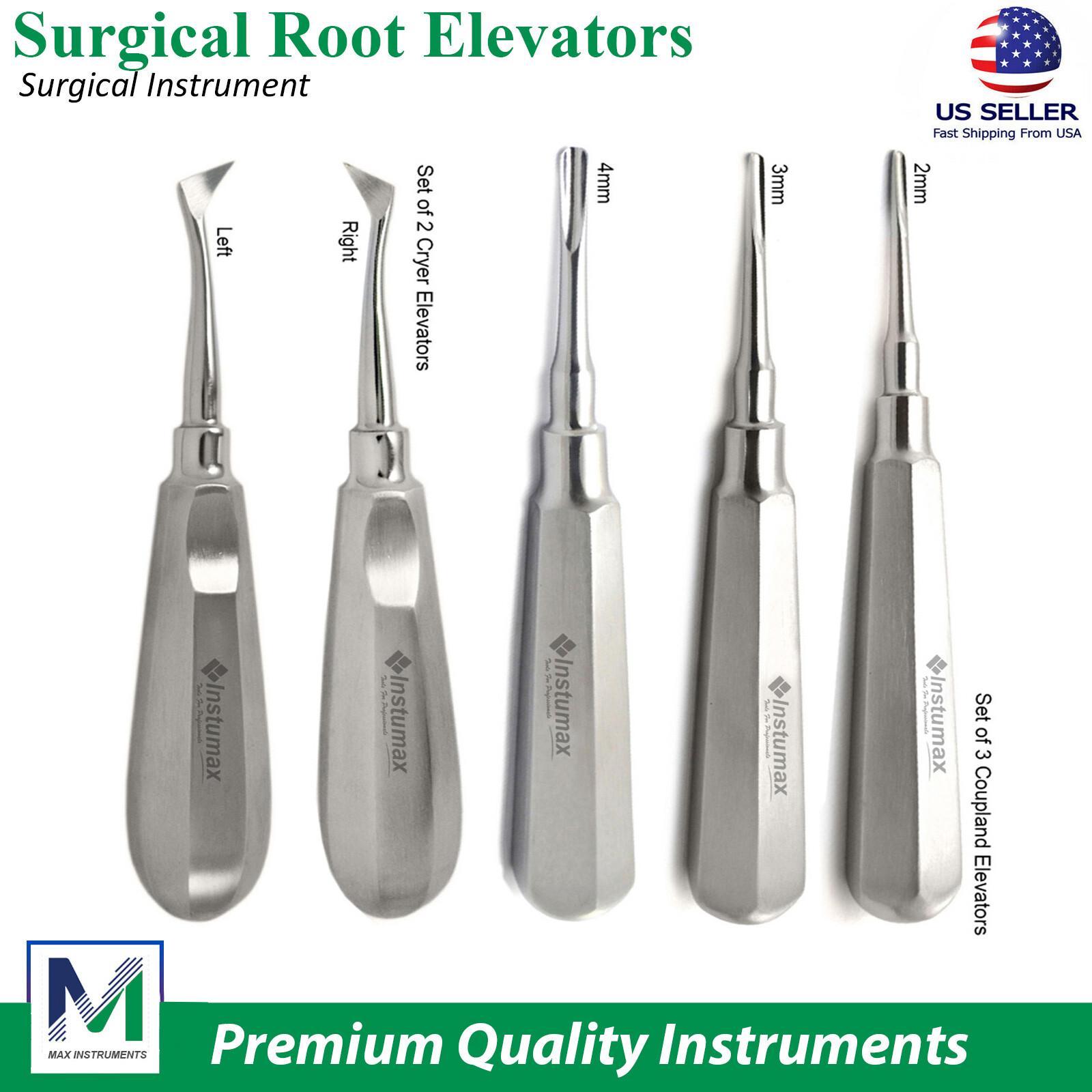 Dental Oral Surgery Root Elevators Kit Coupland Cryer Luxation Luxating Elevator