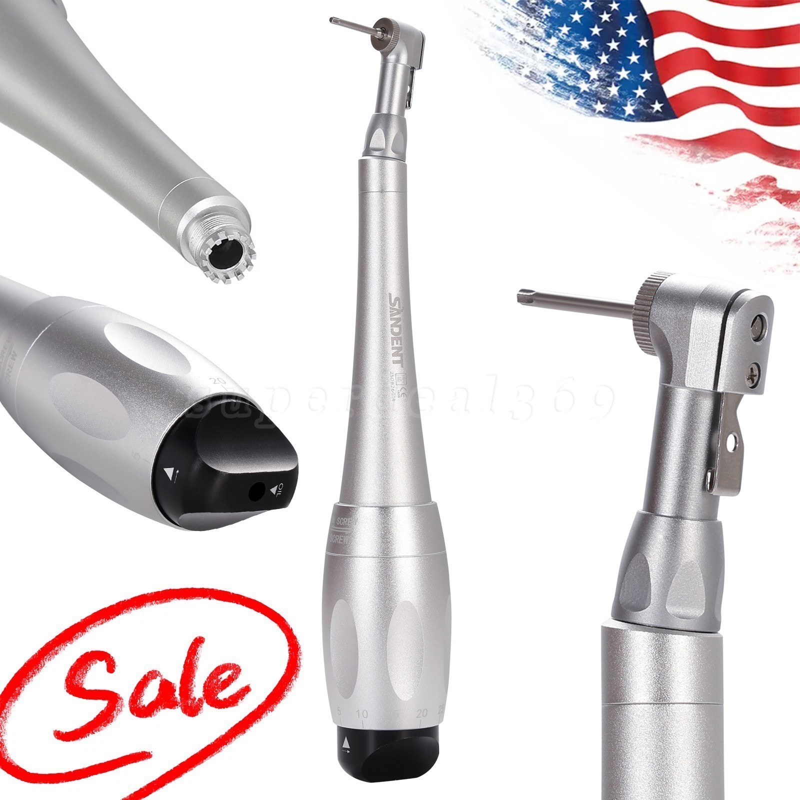 Dental Manual Implant Torque Wrench Handpiece with 16 Screw Drivers 2.35mm 2Head