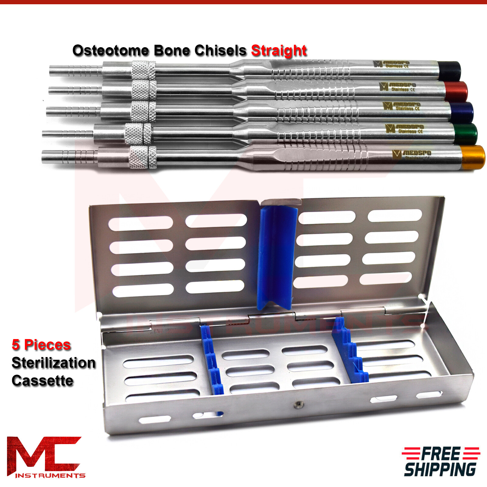 Surgical Instruments Orthopedic Dental Implant Surgery Chisels & 5 Pcs Cassette