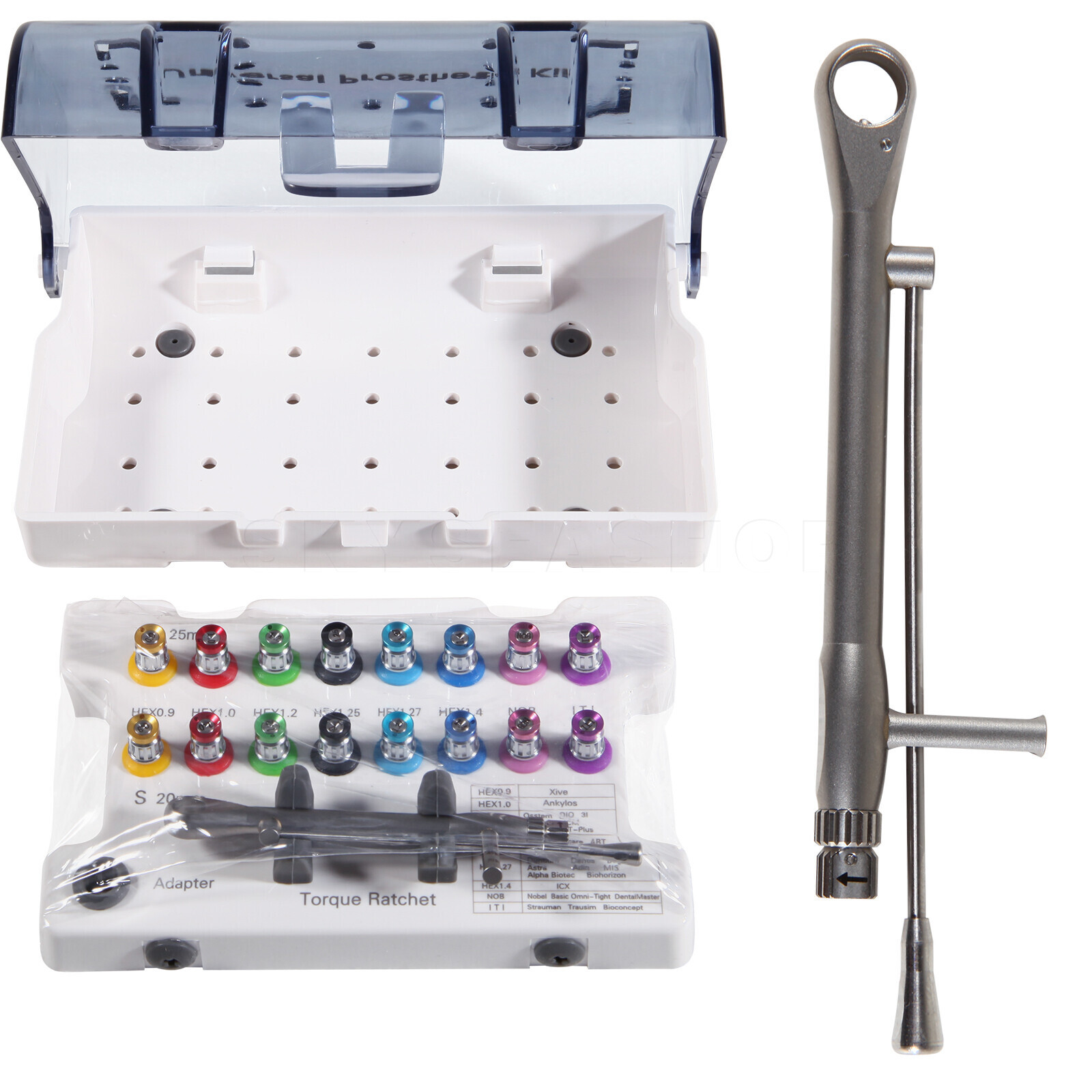Dental Universal Implant Prosthetic Kit Torque Wrench Screw Drivers Remover+ Box
