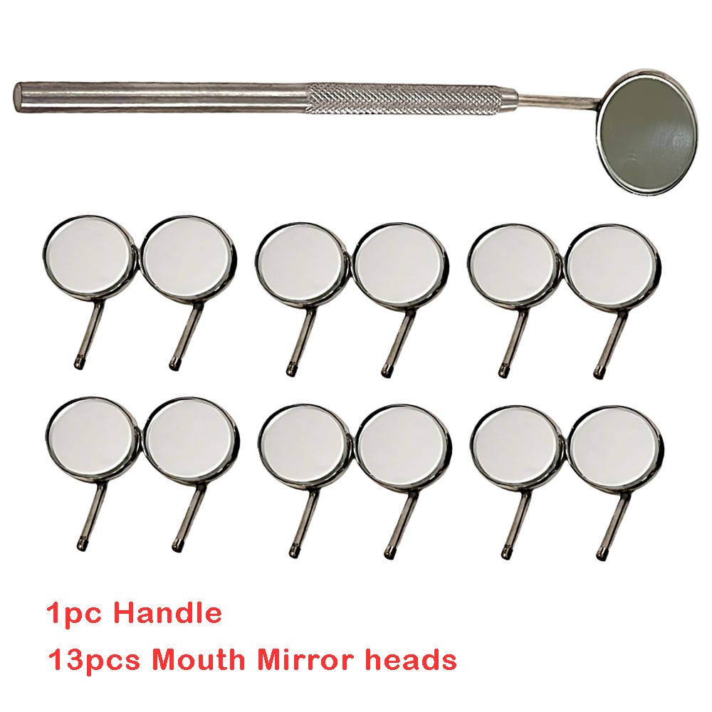Premium 13 x Dental Mouth Mirror heads Cone Socket #4 Plain + Free Handle US
