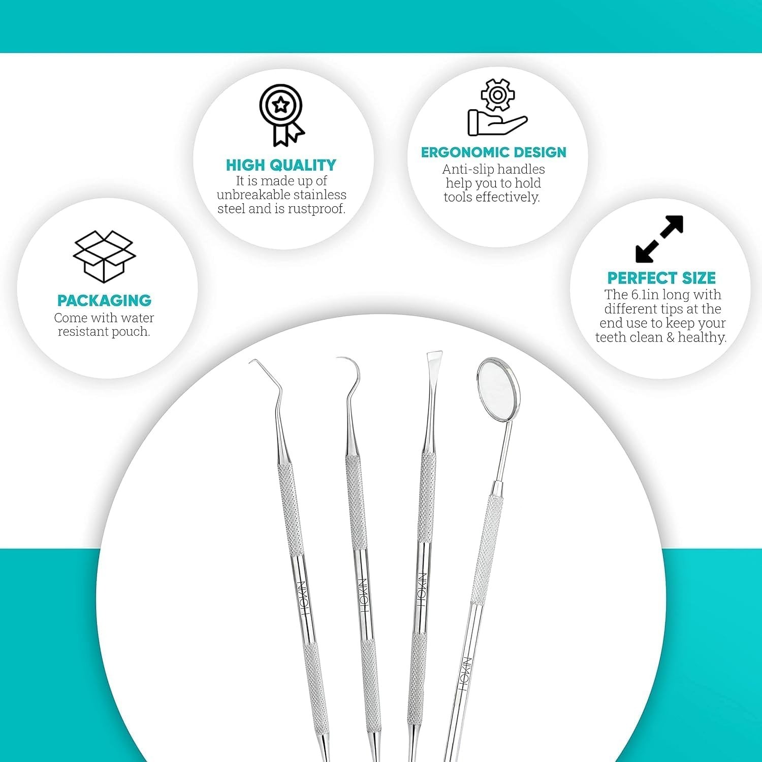 Portable 4-Pc Stainless Steel Dental Care Kit – Perfect for Home and Travel
