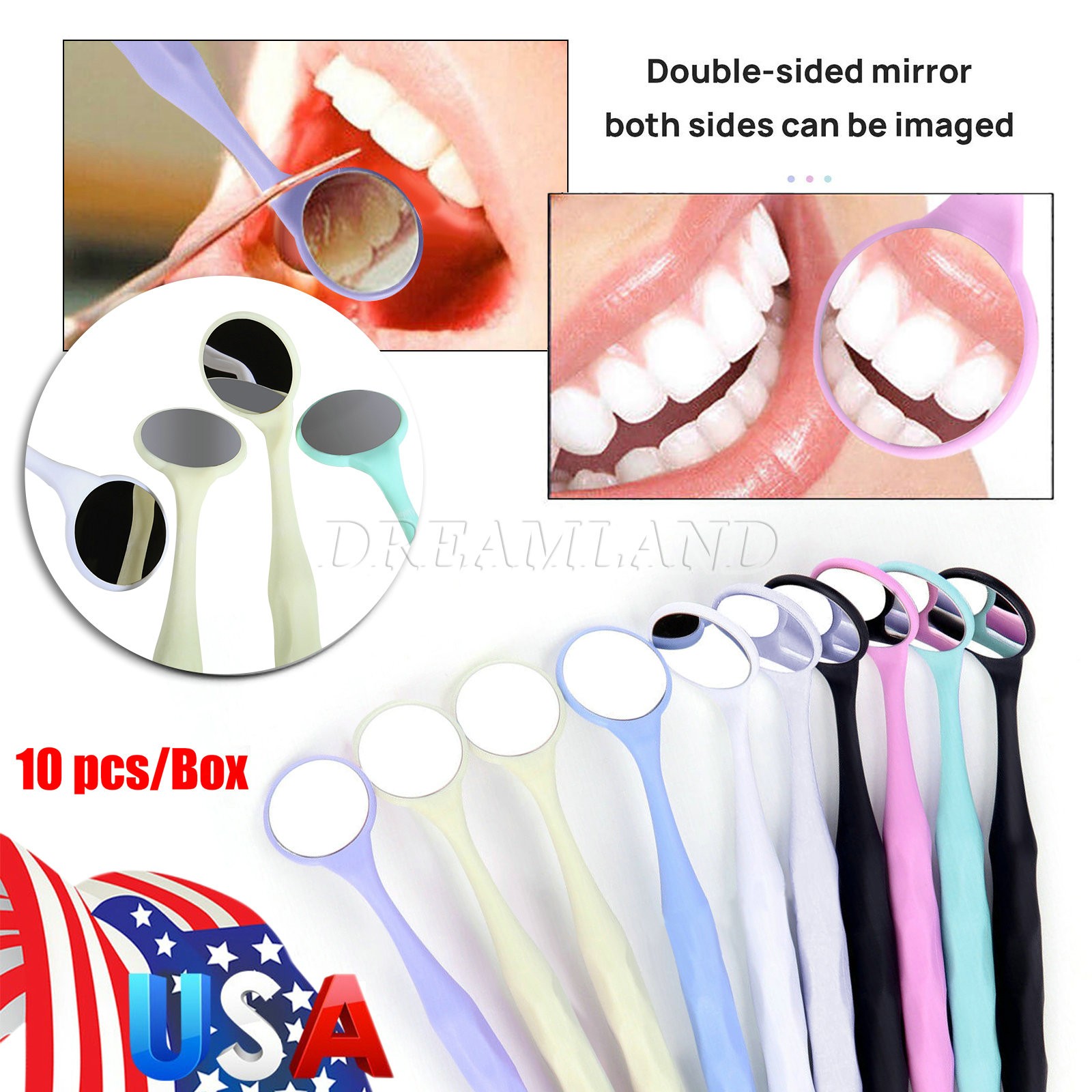 Espejos bucales dentales Reflector doble cara Espejo oral Blanqueamiento dental