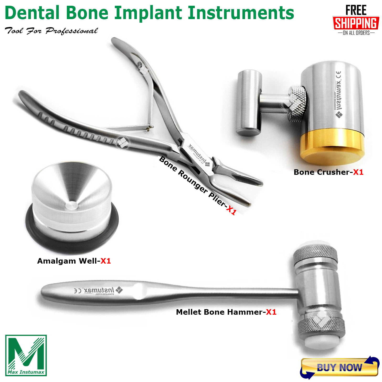 Dental implant Grafting Bone Crushing Instruments Kit Bone Rongeur Forceps Well