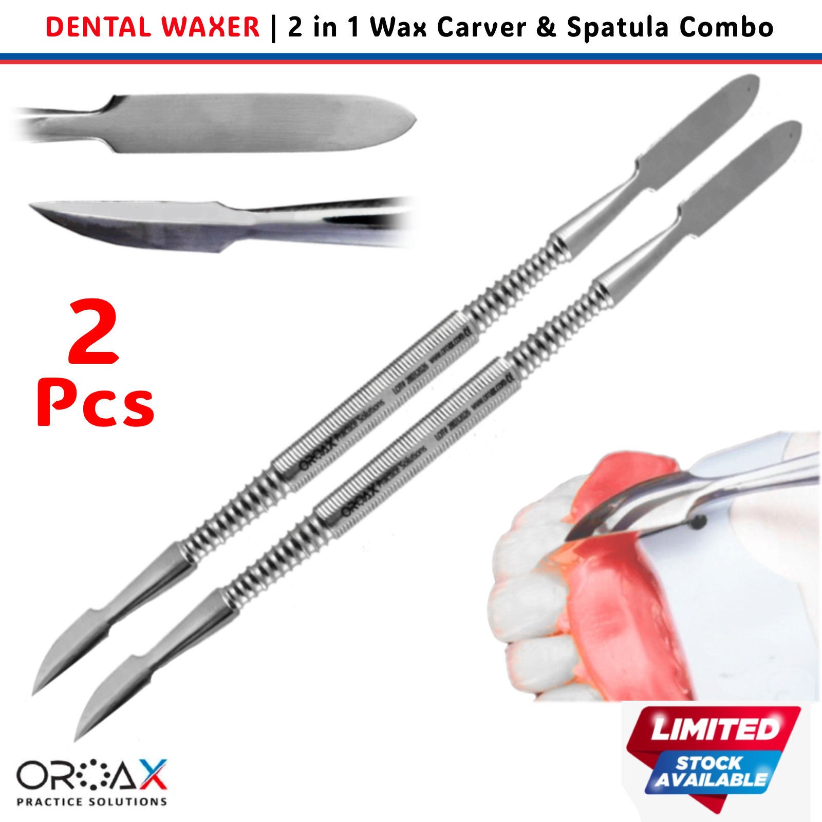 2 Pack Dental Wax Carving Spatula Double Ended Prosthetic Modeling OROAX