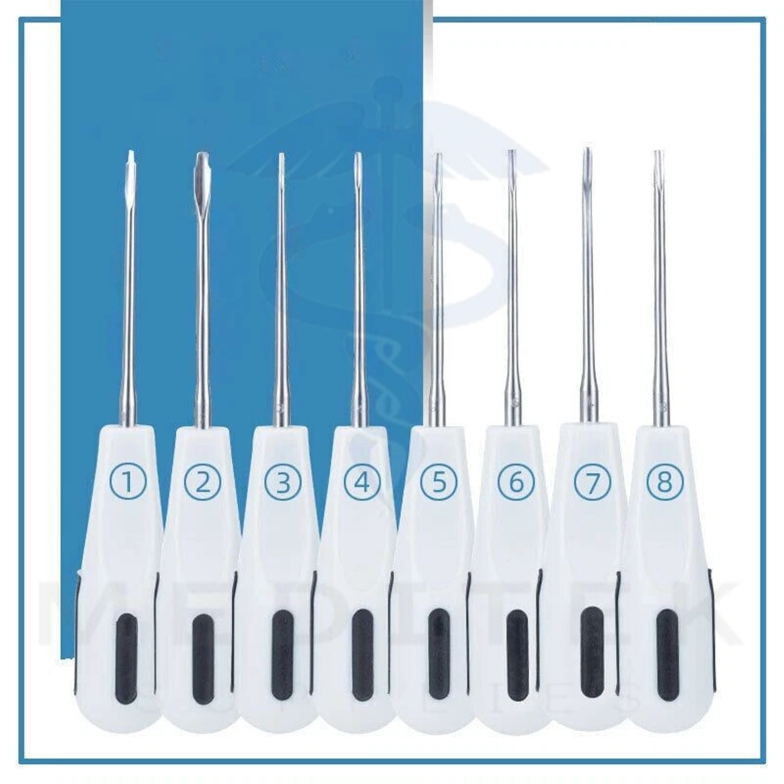 Set Of 8 Luxating Root Elevators Oral Surgery Tooth Extracting Extraction Dental