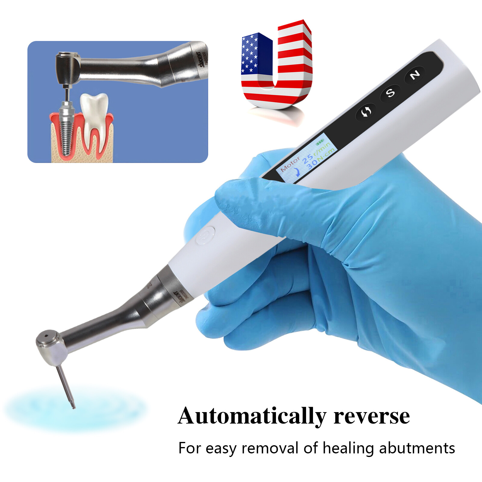 Dental 20:1 Wireless Universal Implant Torque Wrench Electric Driver Kit SANDENT