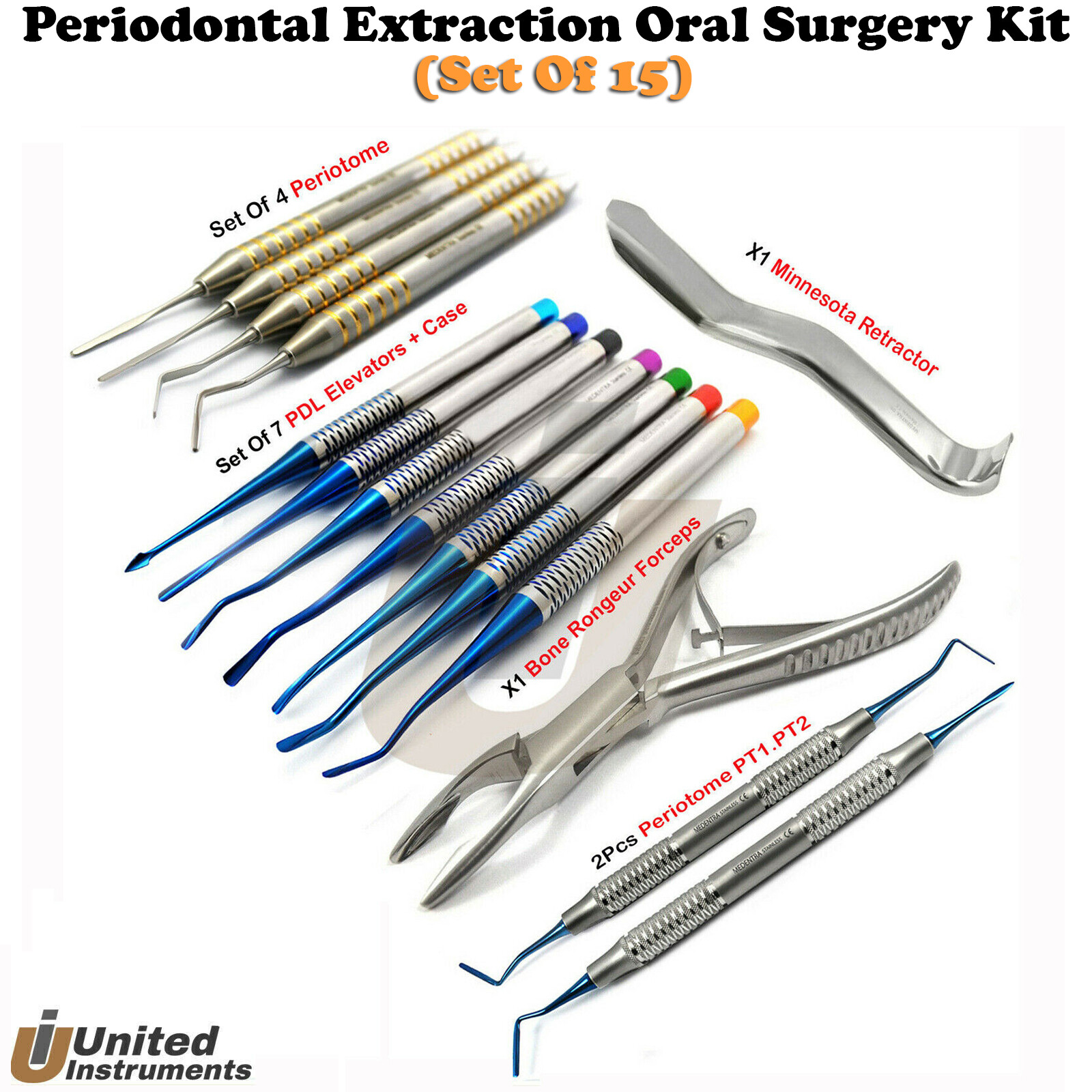 Basic Atraumatic Extraction Kit Micro Serrated PDL Periotome PT1/2 Oral Surgery