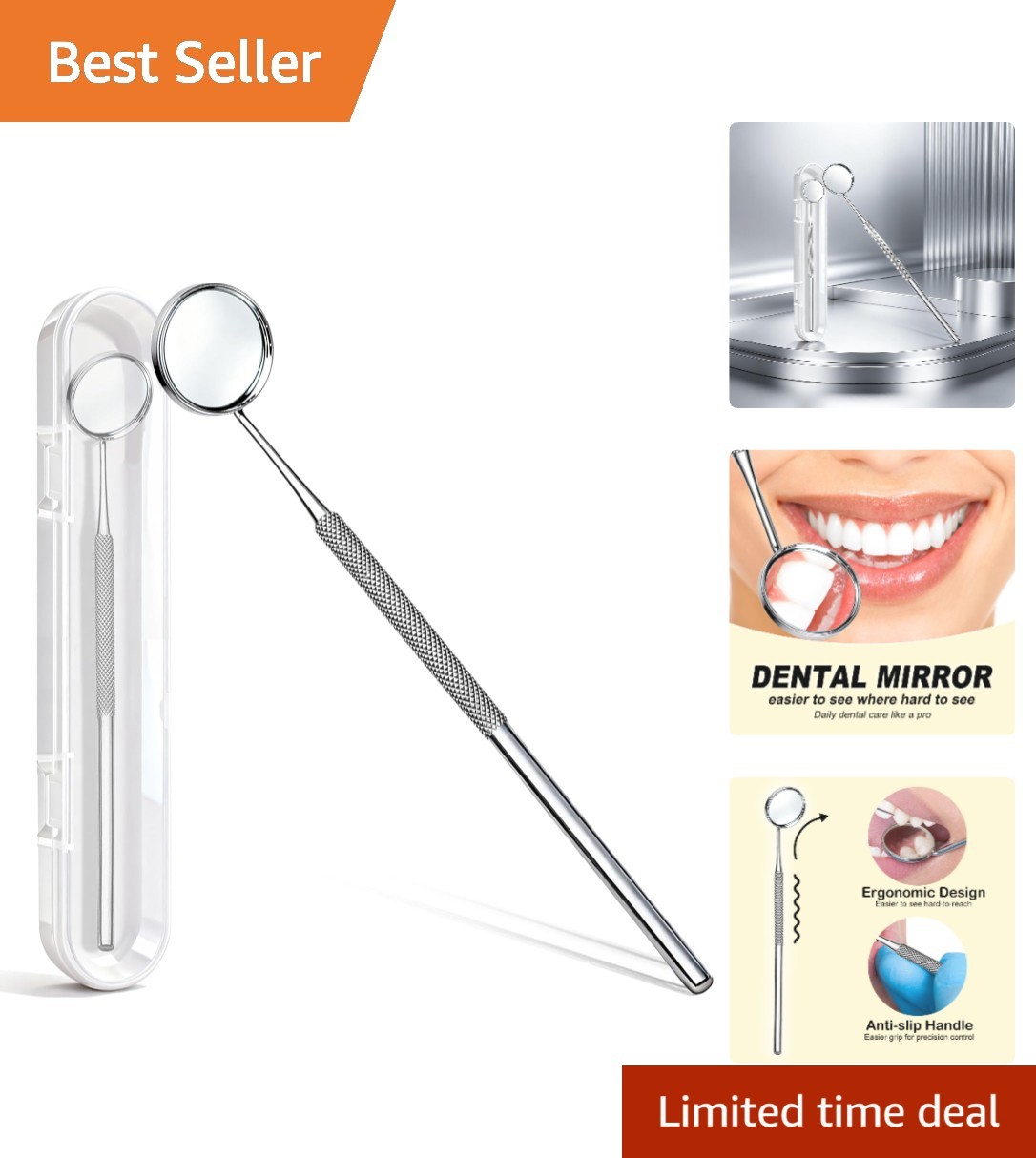 Durable Dental Inspection Mirror with Non-Slip Grip – Perfect for Home or Travel