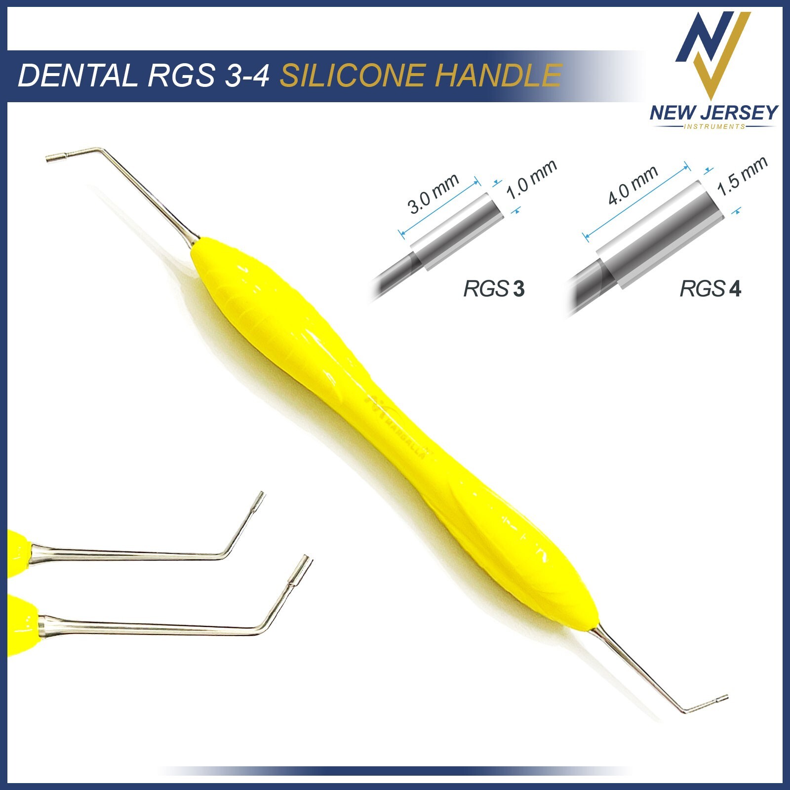 Dental Instrument RGS 3-4 Silicone Handle Depth Dimensions for Restorations