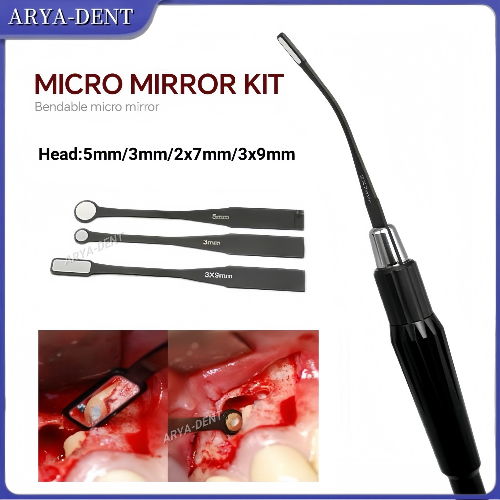 Dental Micro Mouth Mirror Reflector Detachable Handle Flexible Odontoscope Set