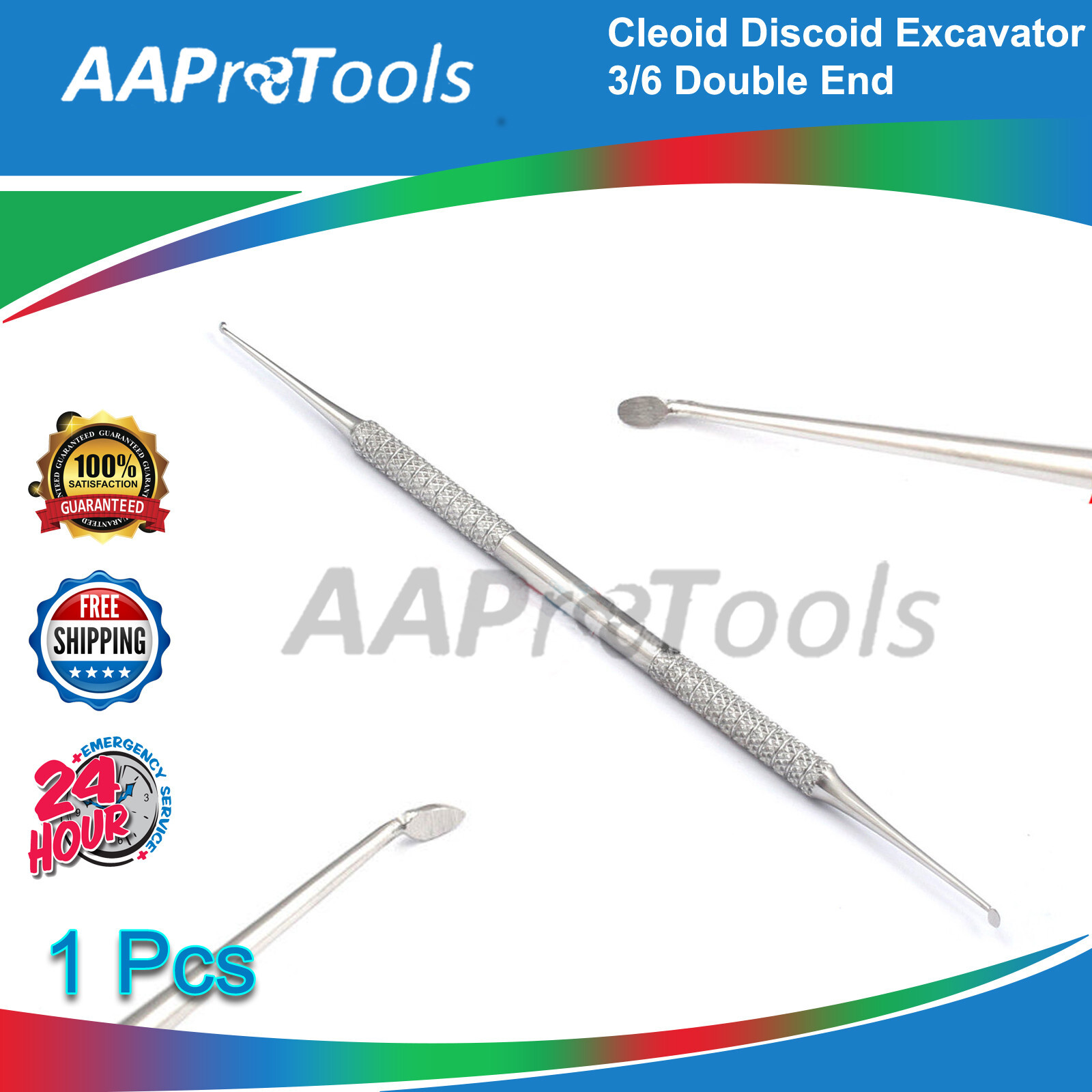 dental operative instrument cleoid – discoid # 3/6 8 mm hollow grip double end