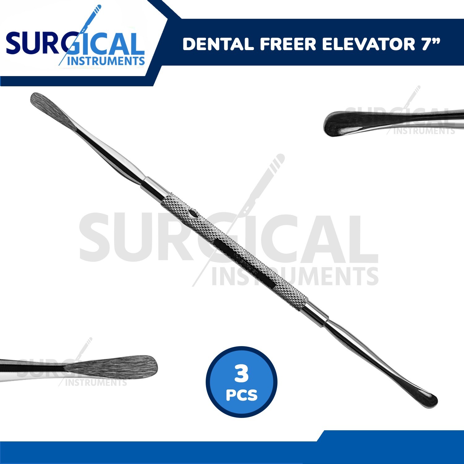 3 Freer Elevator Surgical Dental Ophthalmic 7″ D/ SH & BL BLADE 5MM German Gr