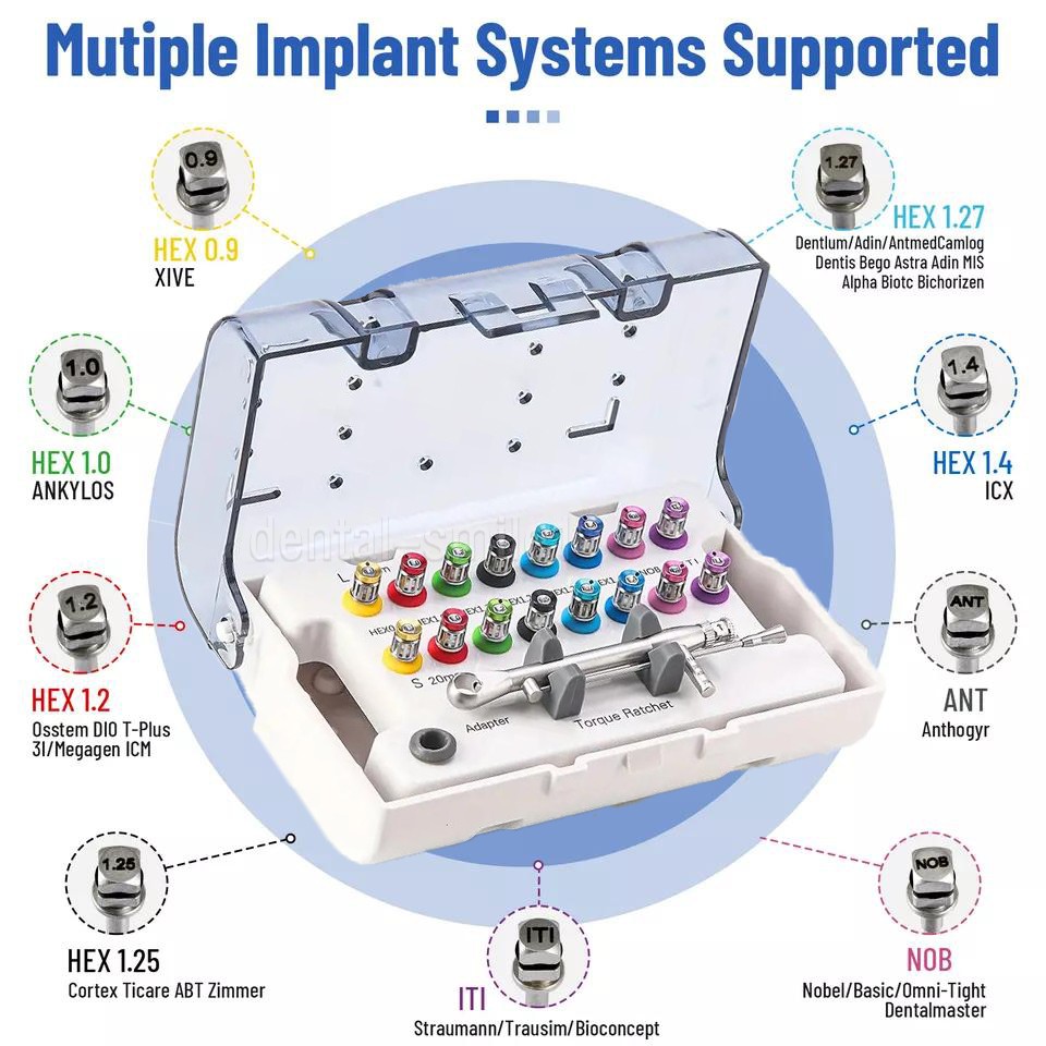 Dental Universal Implant Prosthetic Kit Screw Drivers Remover+Torque Wrench+Box