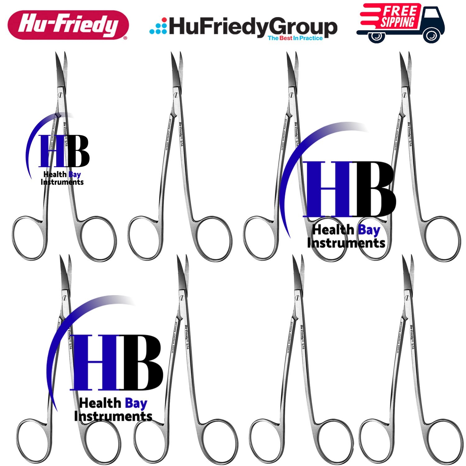 Hu-Friedy S14 LaGrange Scissors 14 cm – 8-Piece Precision Surgical Scissors Set