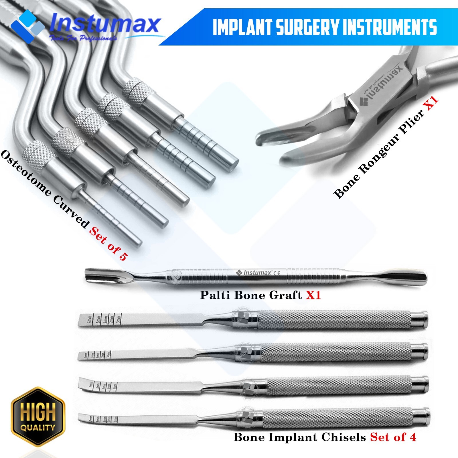 Dental Osteotome Chisels Ridge Expansion Bone Splitting Graft Implant Instrument