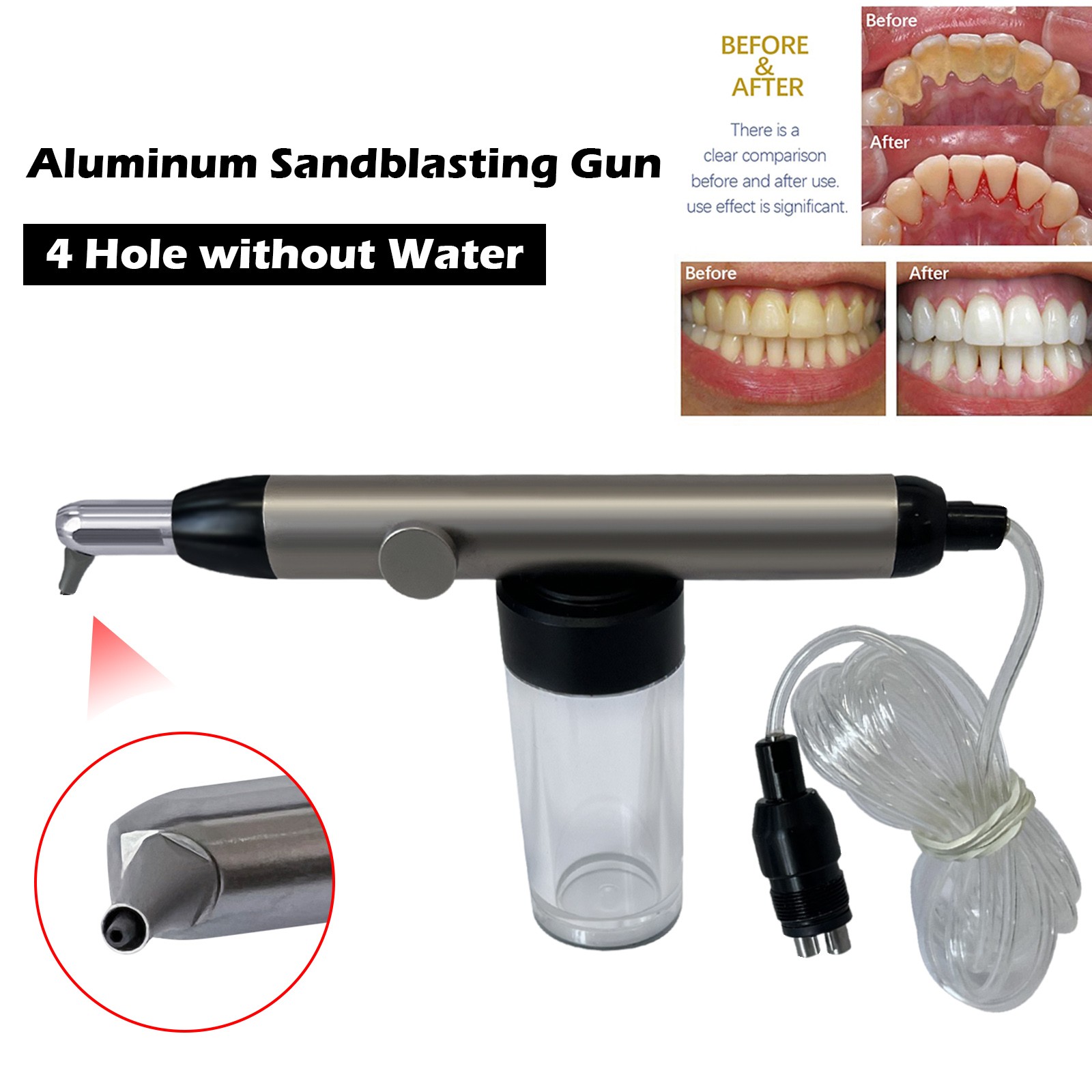 Dental Alumina Air Abrasion Polisher Sandblasting Sandblaster Gun 4 Holes