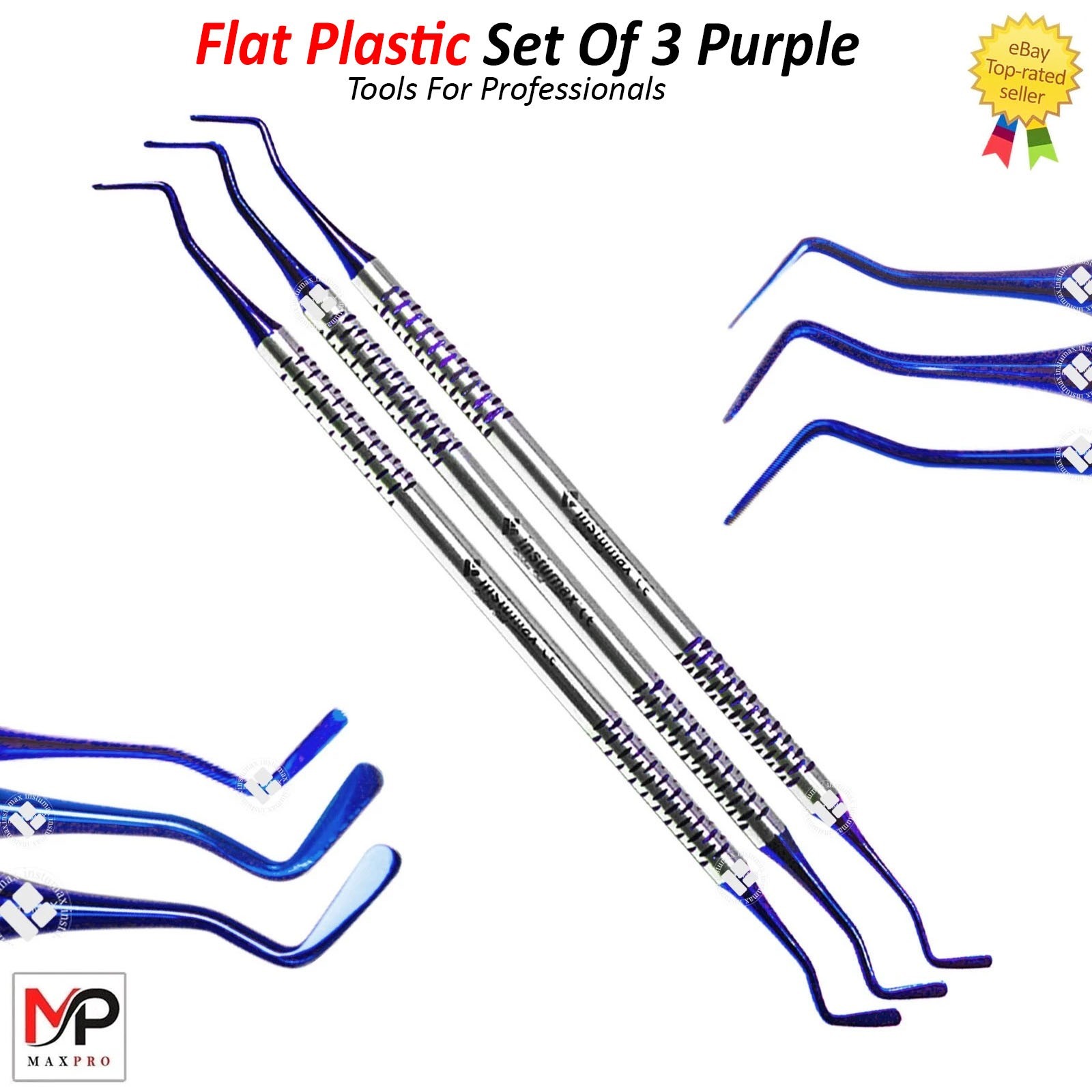 Dental Composite Filling Instruments Spatula & Plugger Titanium Purple Tips New