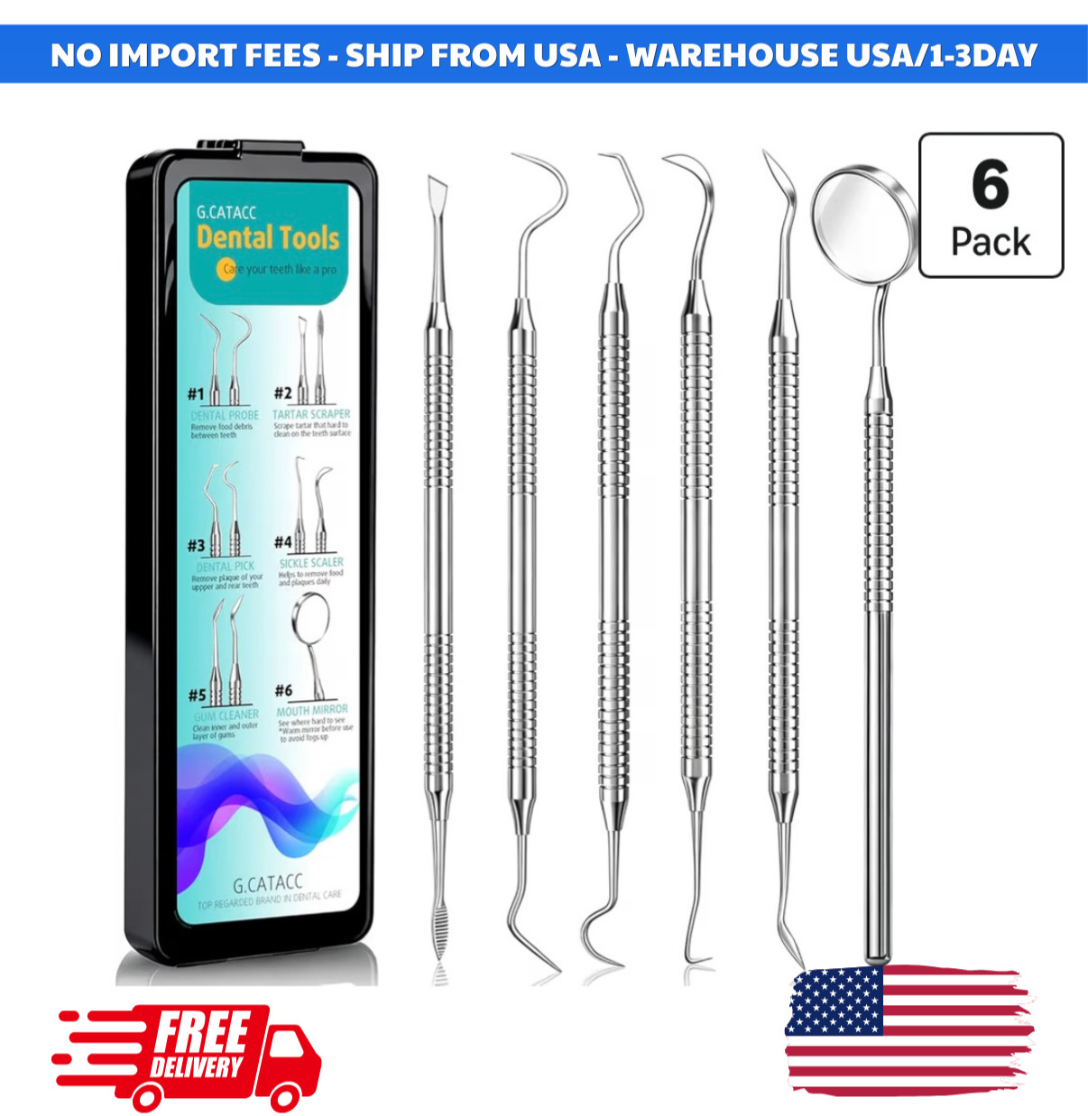 Dental Tools, Dental Pick for Teeth Cleaning, Stainless Steel Hygiene Kit with